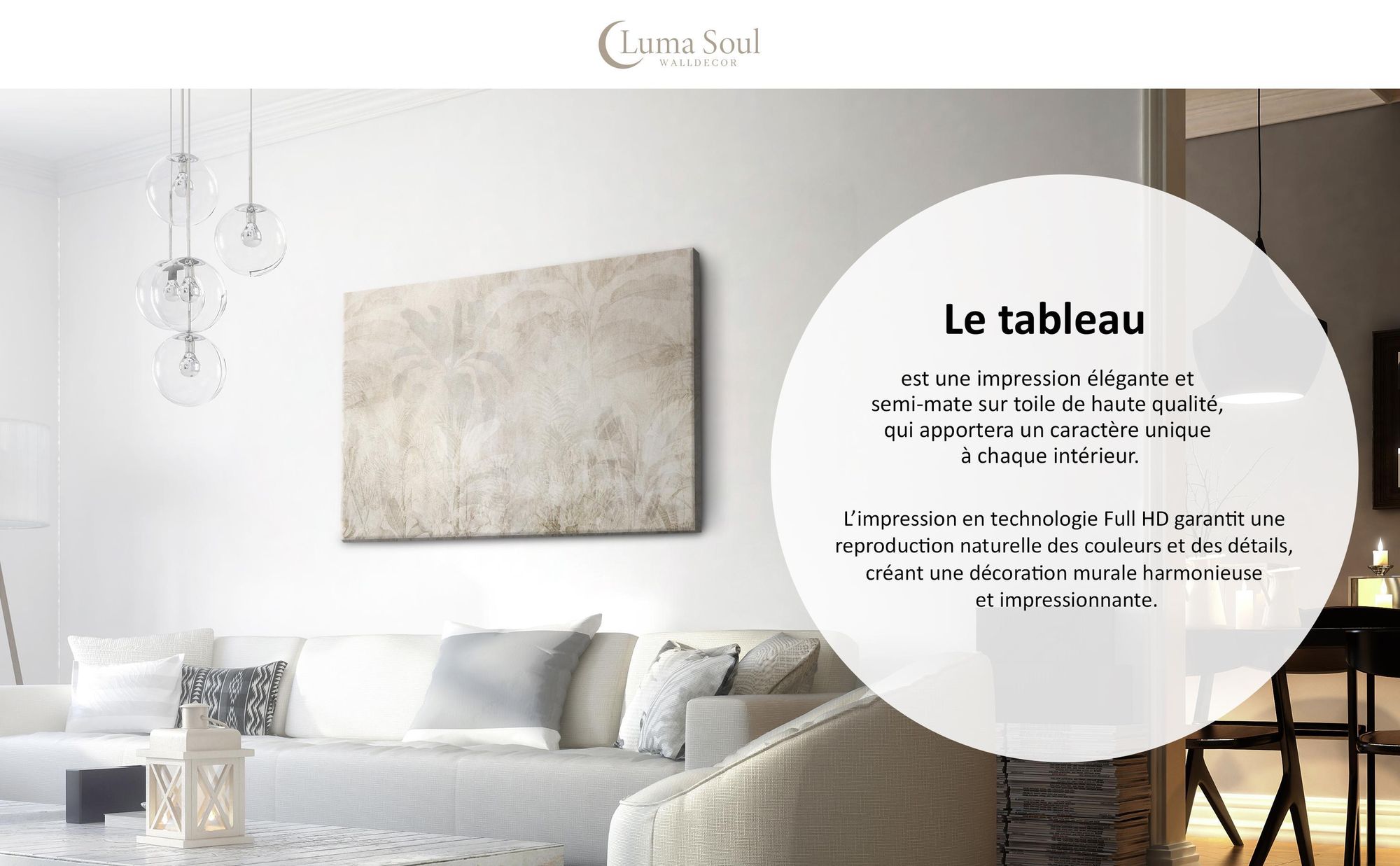 LUMASOUL Tableau sur toile, motif floral, tableaux muraux cadre en bois, Tableau Mural pour Salon & Chambre, 120x80 cm rustique