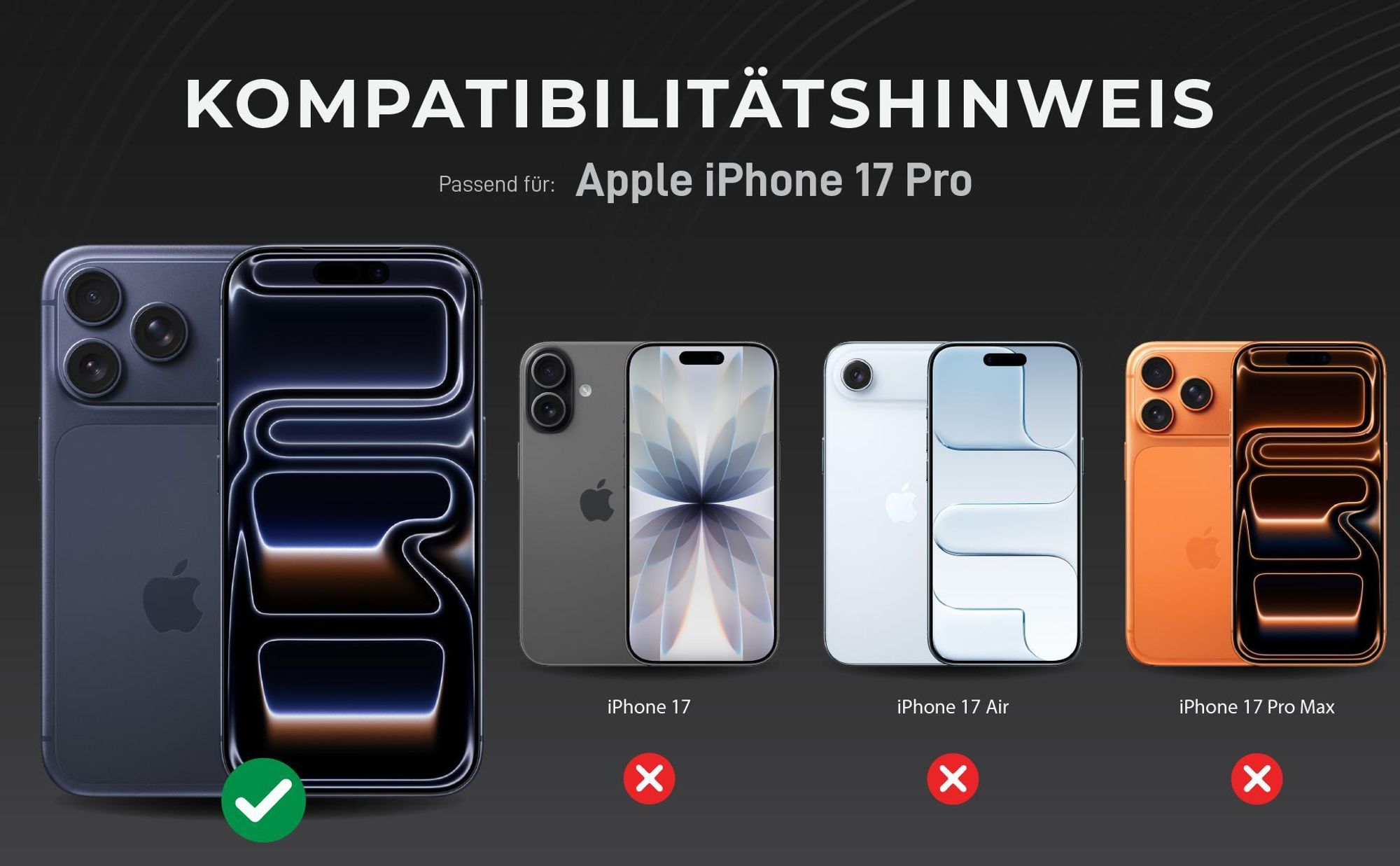 Kompatibilitätshinweise Kameraglas für Apple iPhone 17 Pro