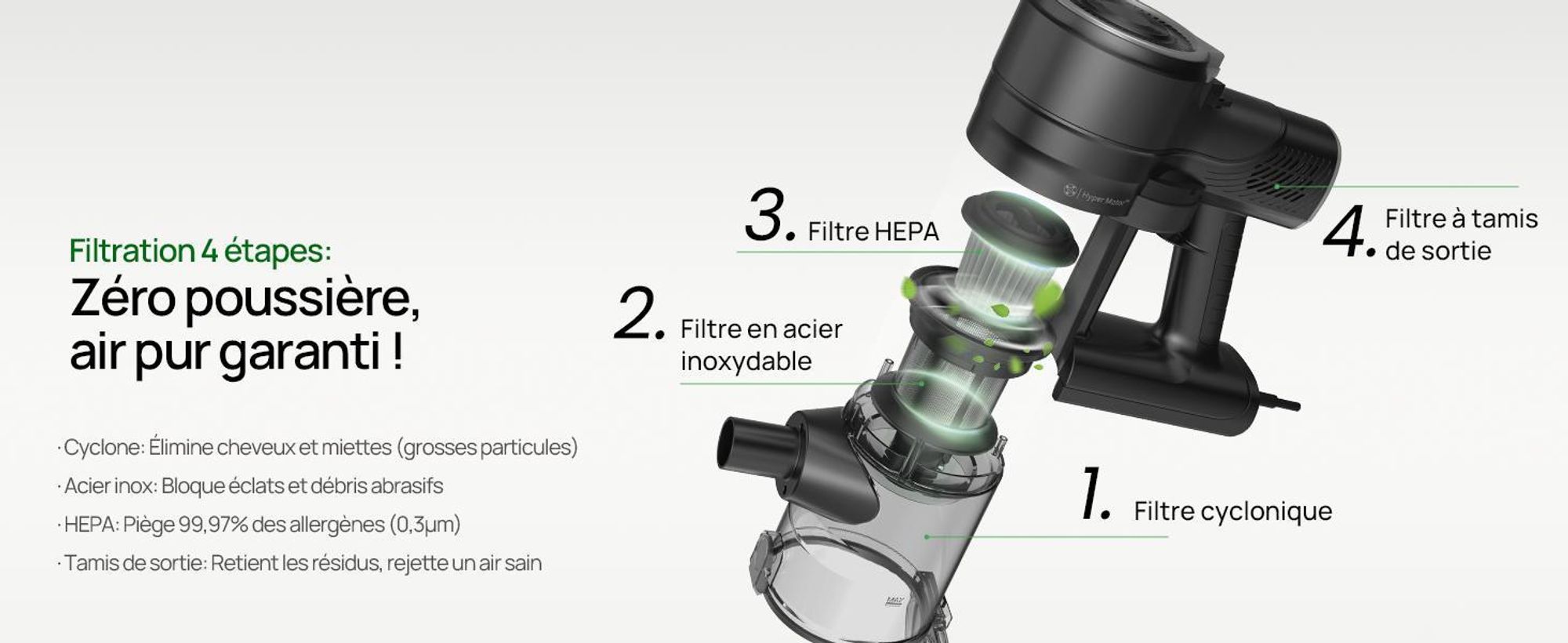 Vactidy C6 Aspirateur avec cordon, cordon de 7m/1.7kg/30000Pa/600W, réservoir à poussière de 800mL Aspirateur à manche, vidage à un seul bouton, aspir