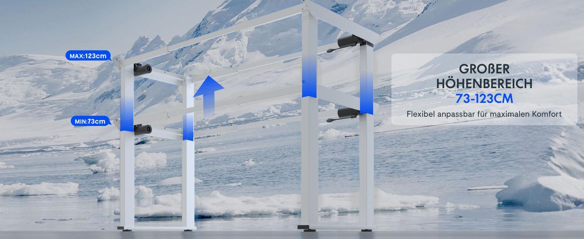 FLEXISPOT Höhenverstellbarer Schreibtisch Gestell Elektrisch mit 4 Beinen, Doppelmotor 200 KG TRAGLAST, 3 Speicherplätzen Sitz-Steh-Erinnerung Weiß