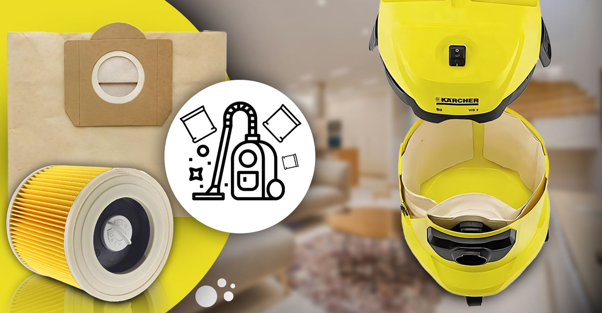 10 Staubsaugerbeutel mit Filter geeignet für Kärcher KFI 357 KFI357 KA 40 2.863-314.0 WD2 Plus WD3 WD3s Ersatz Retoo