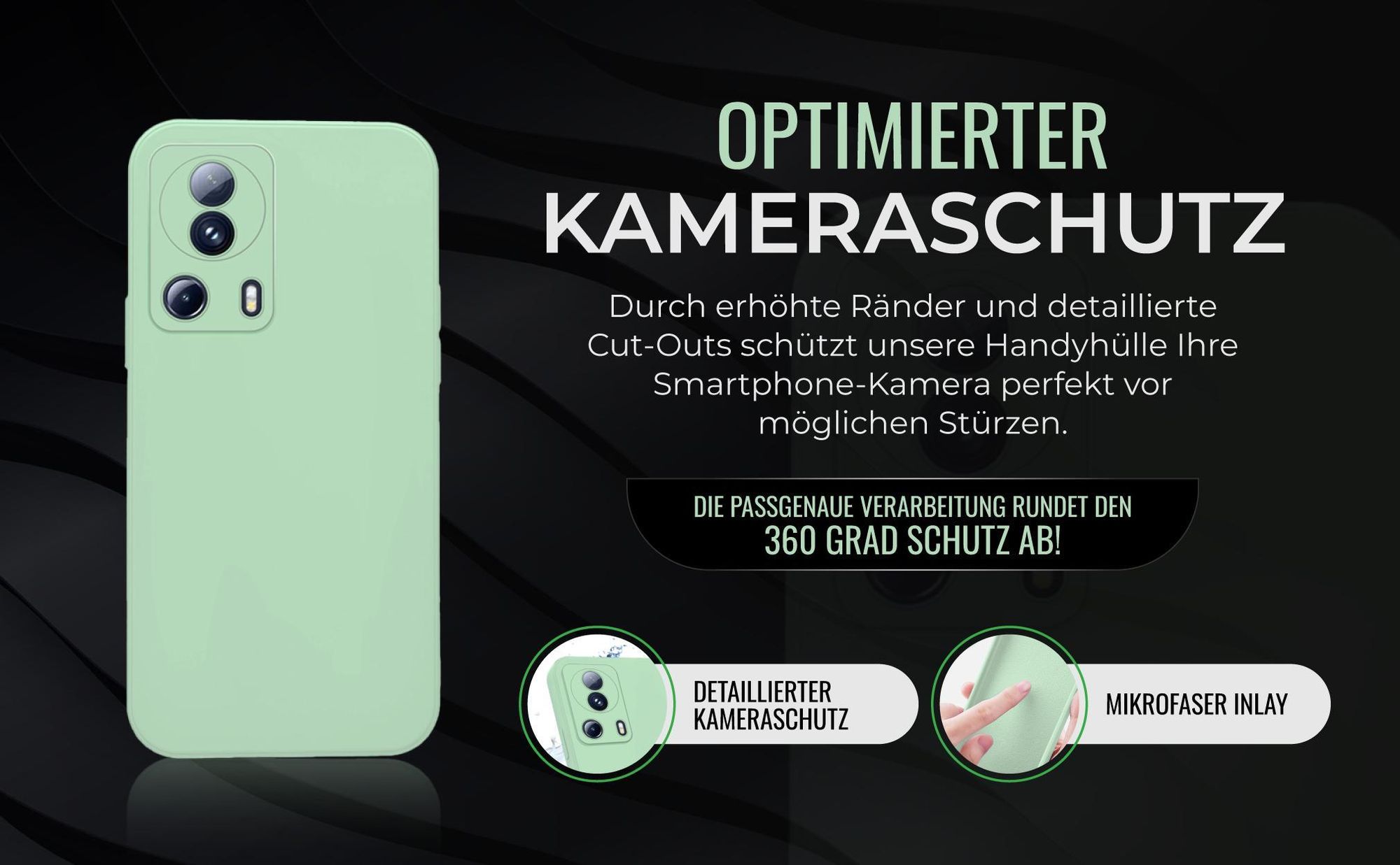 Handyhülle in Türkis für Xiaomi 13 Lite 5G in detailliertem Kamera Cutout