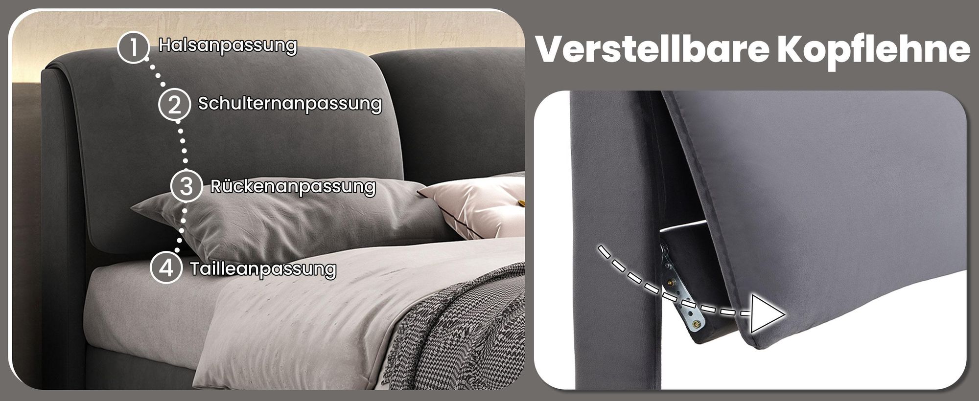MODFU Boxspringbett Hydraulisches 180 x 200 cm mit Kopfteil, Polsterbett Funktionelles mit 3 Schubladen, Doppelbett Stauraumbett mit Bettkasten Stauraum, Samt Grau(Ohne Matratze)