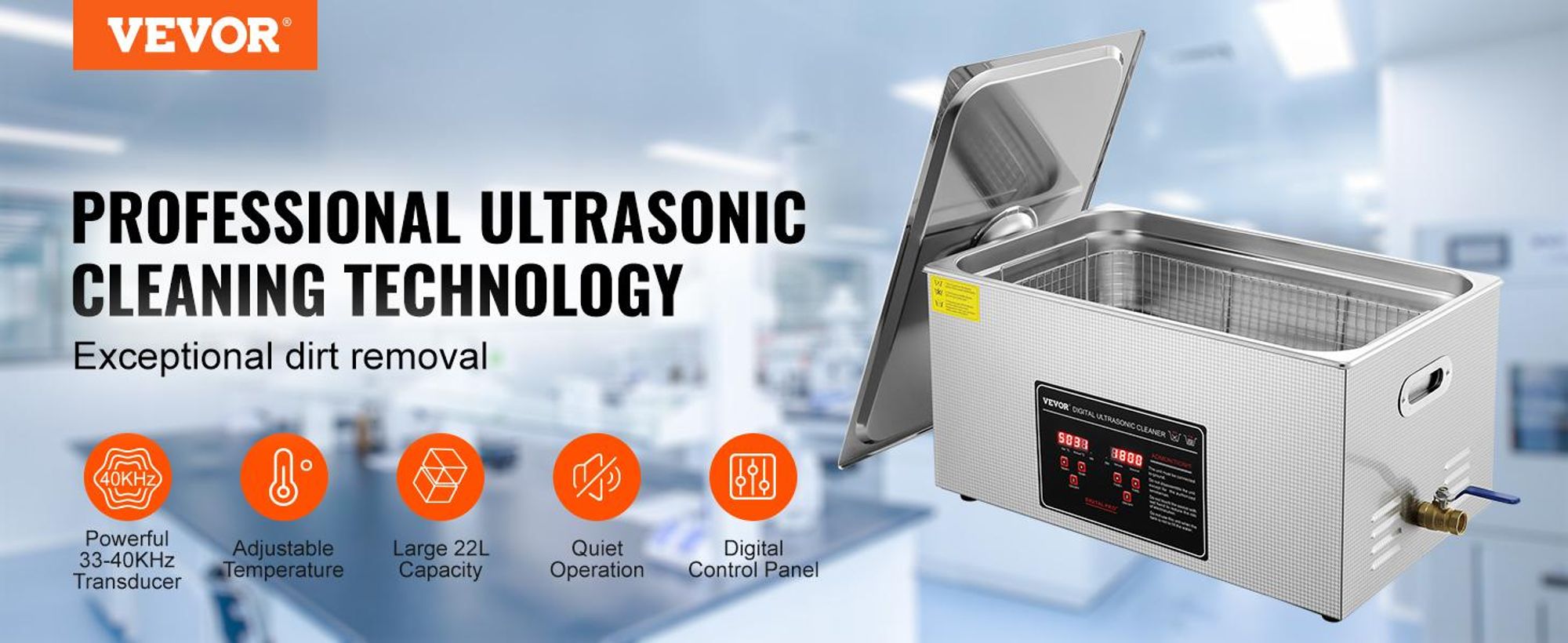 VEVOR Ultraschallreiniger 22L - Effiziente Reinigung für Schmuck und Uhren