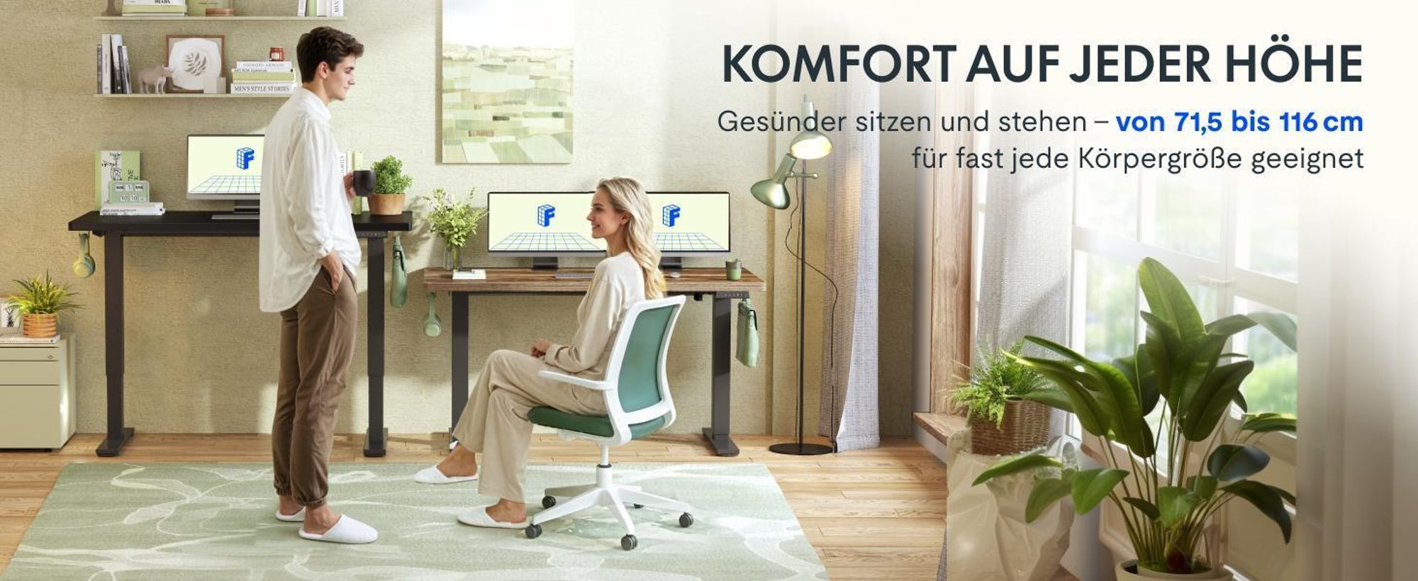 FLEXISPOT EN1 Höhenverstellbarer Schreibtisch 140x80cm, 100 kg Tragkraft, mit Anti-Kollisionsschutz,  Einteilige Tischplatte, 4 Memory-Funktion(Braun)
