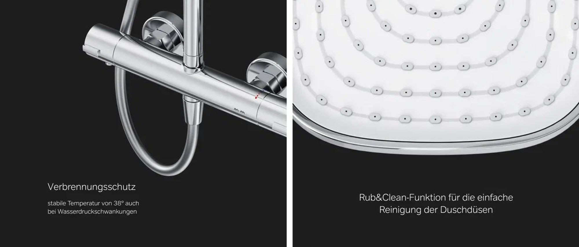 AM.PM Duschsystem mit Thermostat Duschset mit Regendusche 30x30 cm & Handbrause, höhenverstellbare Duschsäule 103–146 cm, Chrom, F078X400 Play