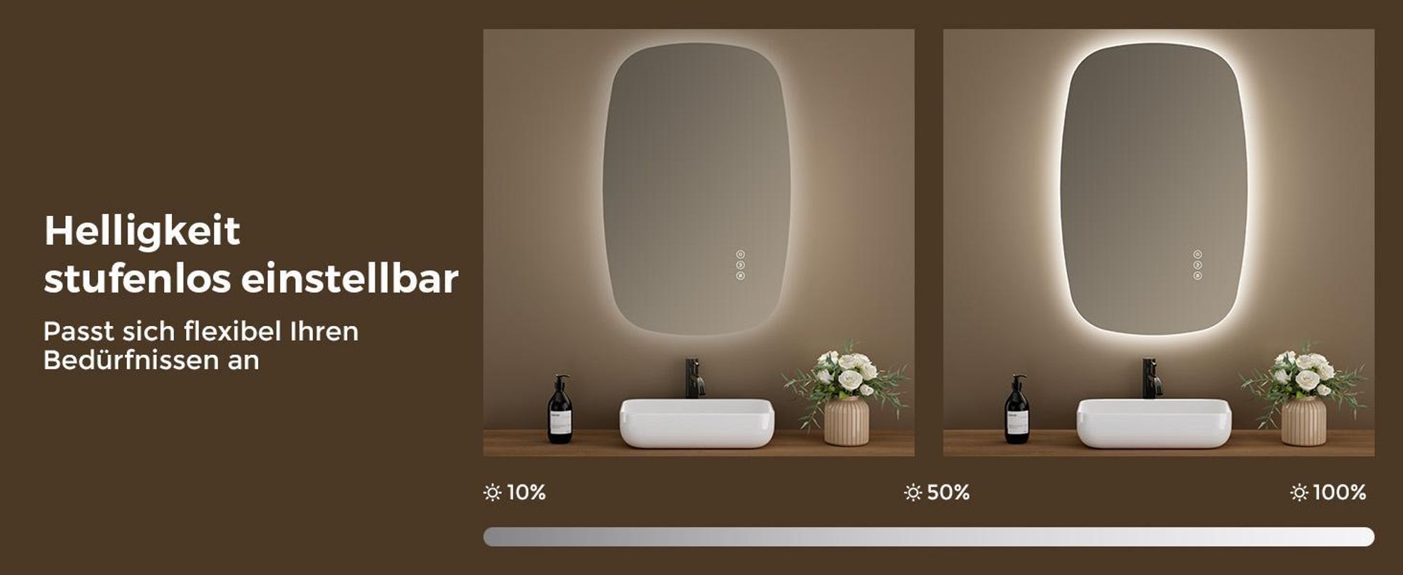 S'AFIELINA 80×50 cm Wandspiegel LED – Badspiegel mit Beleuchtung, HD-Glas , dimmbar, 3-farbige LED, Anti-Beschlag, horizontal & vertikal aufhängbar