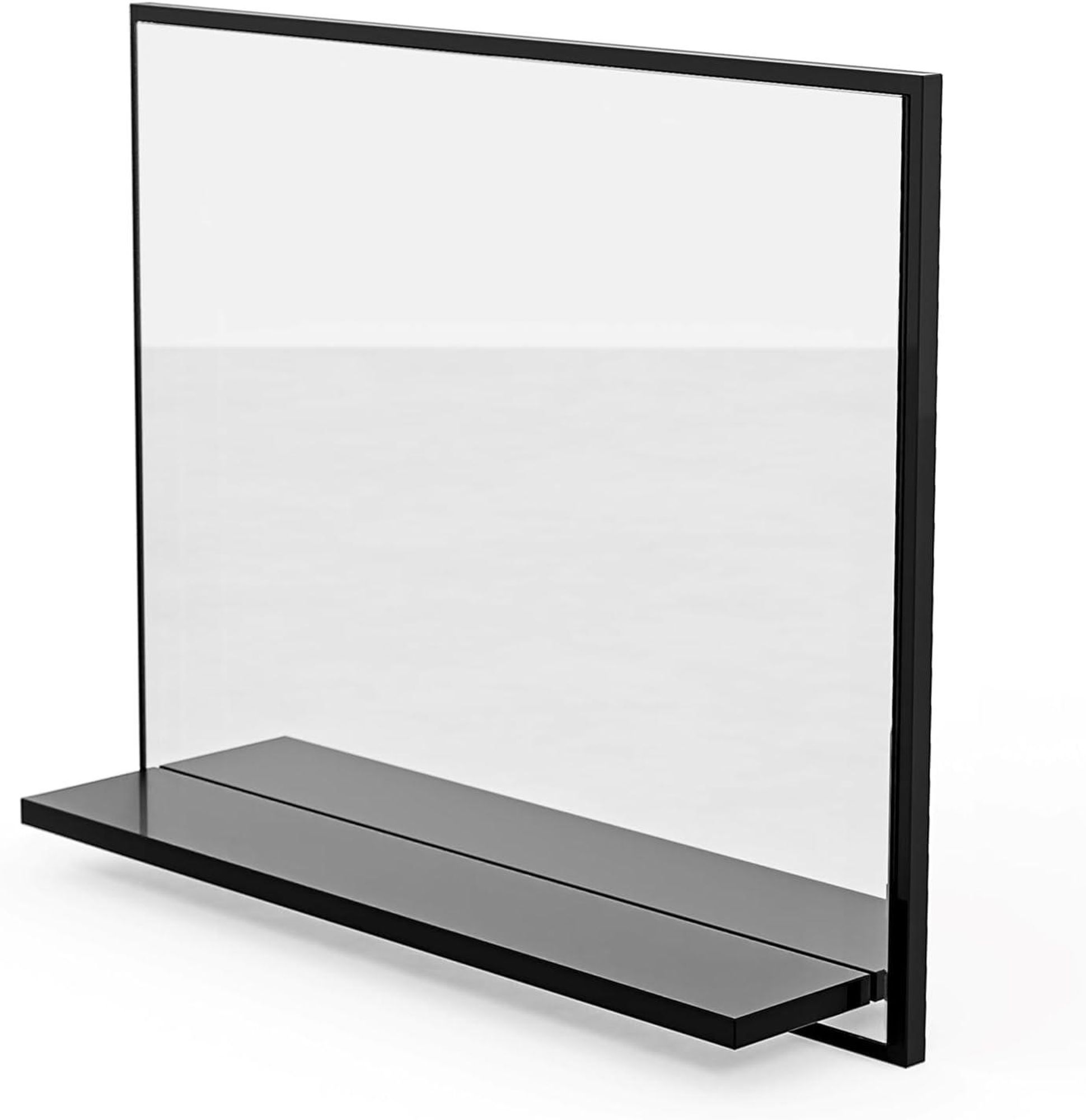 Badspiegel mit Ablage Weiß - H:50 x B: 60 cm - Bathroom Mirror - Moderner Badezimmer Spiegel Rechteckig - Wandspiegel mit Regal