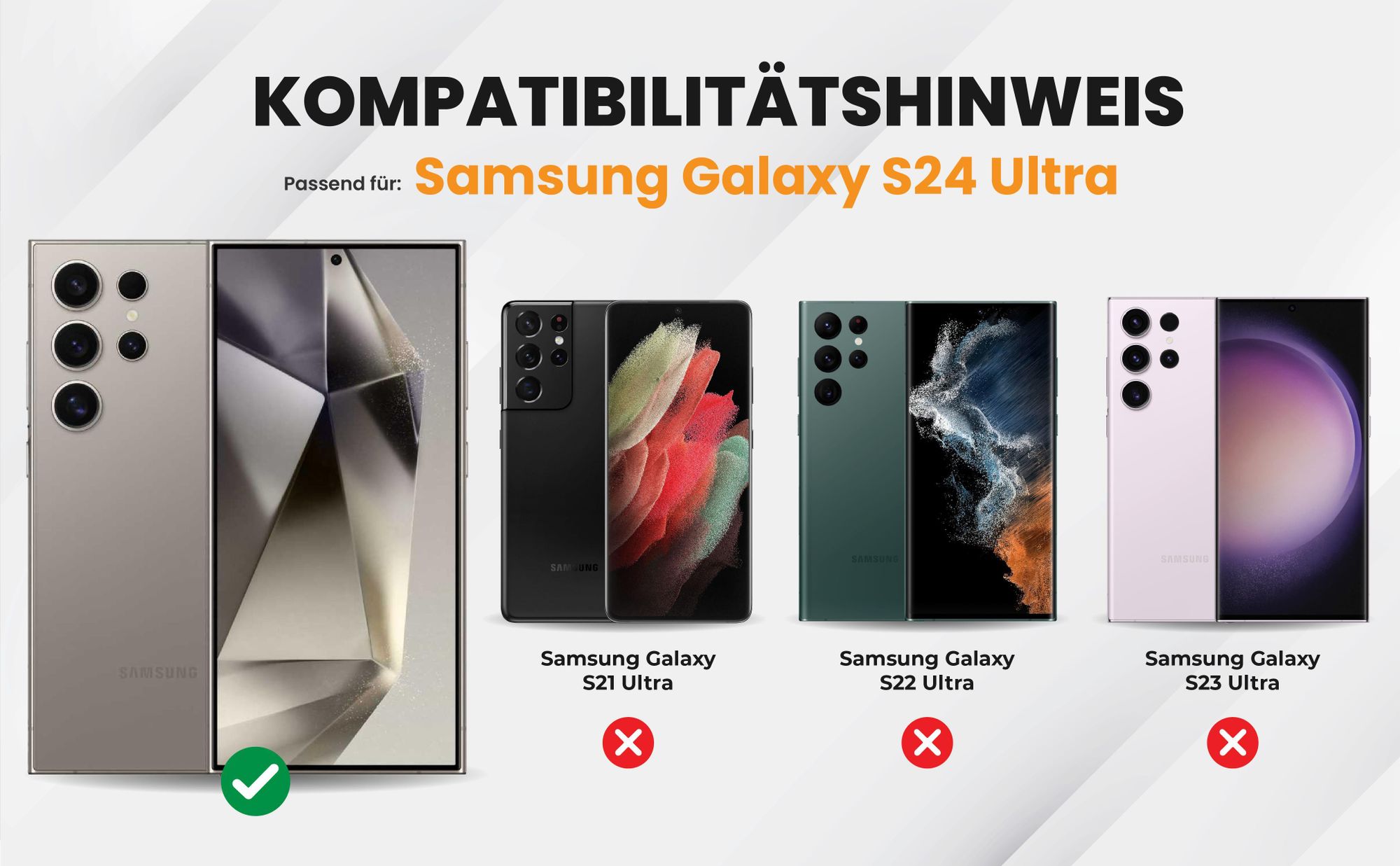 Kompatibilitätshinweise Hülle für Samsung Galaxy S24 Ultra