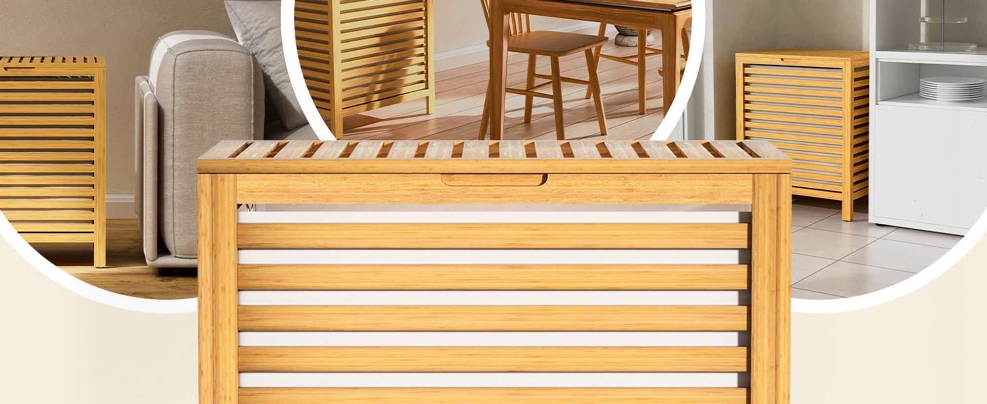 CASARIA® Wäschekorb mit Deckel Bambus Holz 70L Groß Wäschesammler Wäschesack Herausnehmbar Baumwolle 62x51x36cm Schmal Wäschebox Wäschetonne Badzimmer