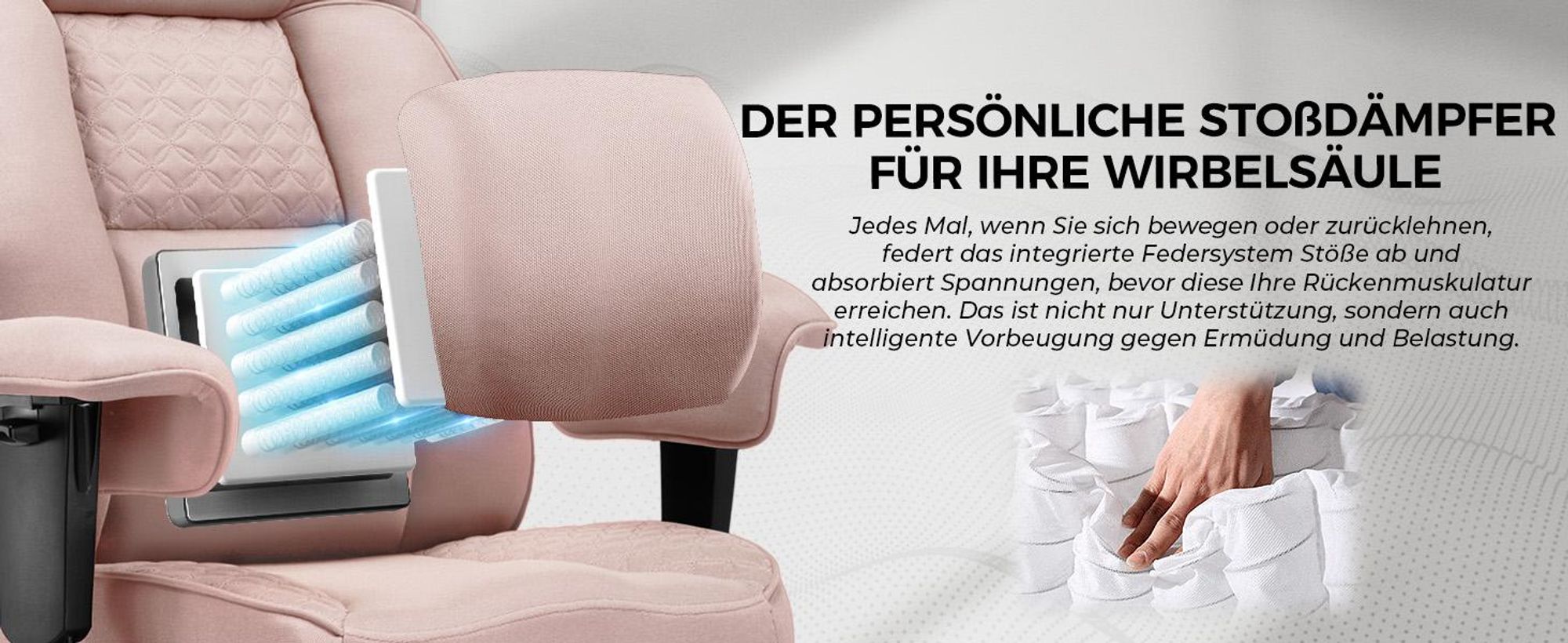 GTPLAYER Gaming Stuhl, breiter Bürostuhl aus Hochwertigem Stoff, Ergonomischer PC-Stuhl, Verstellbarer und Drehbarer Schreibtischstuhl mit Fußstütze