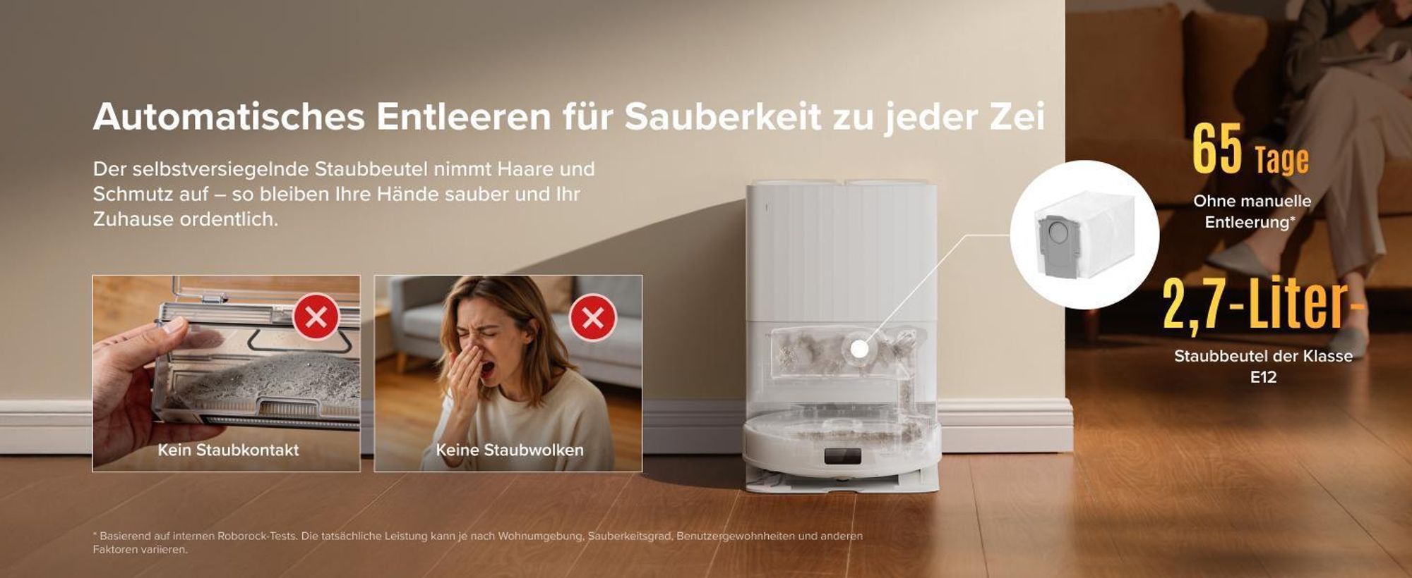 Roborock Qrevo S Pro Set Staubsauger Roboter mit Wischfunktion, 18.500Pa(Upgrade von QV 35A), Anti-Tangle System, 75 °C Heißwasser-Moppwäsche, Weiß