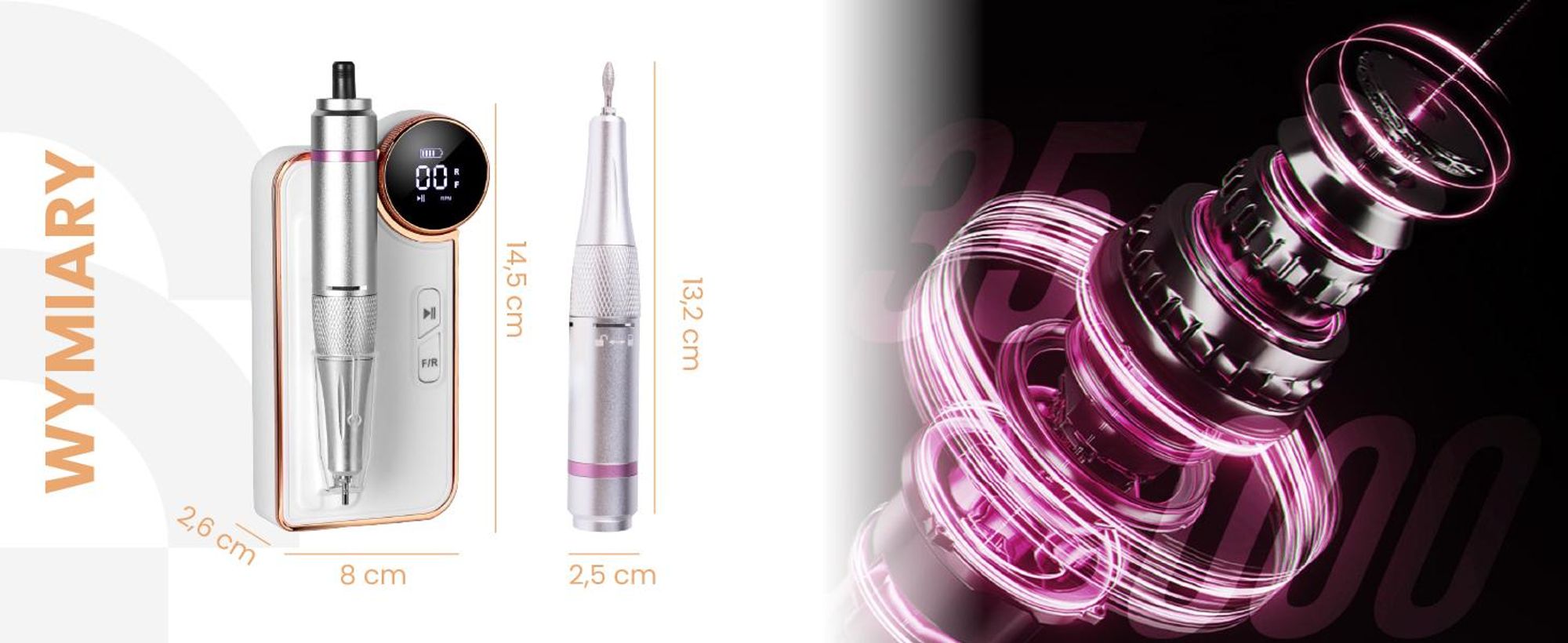 Maltec Beauty Frezarka do paznokci ND-6 + frezy