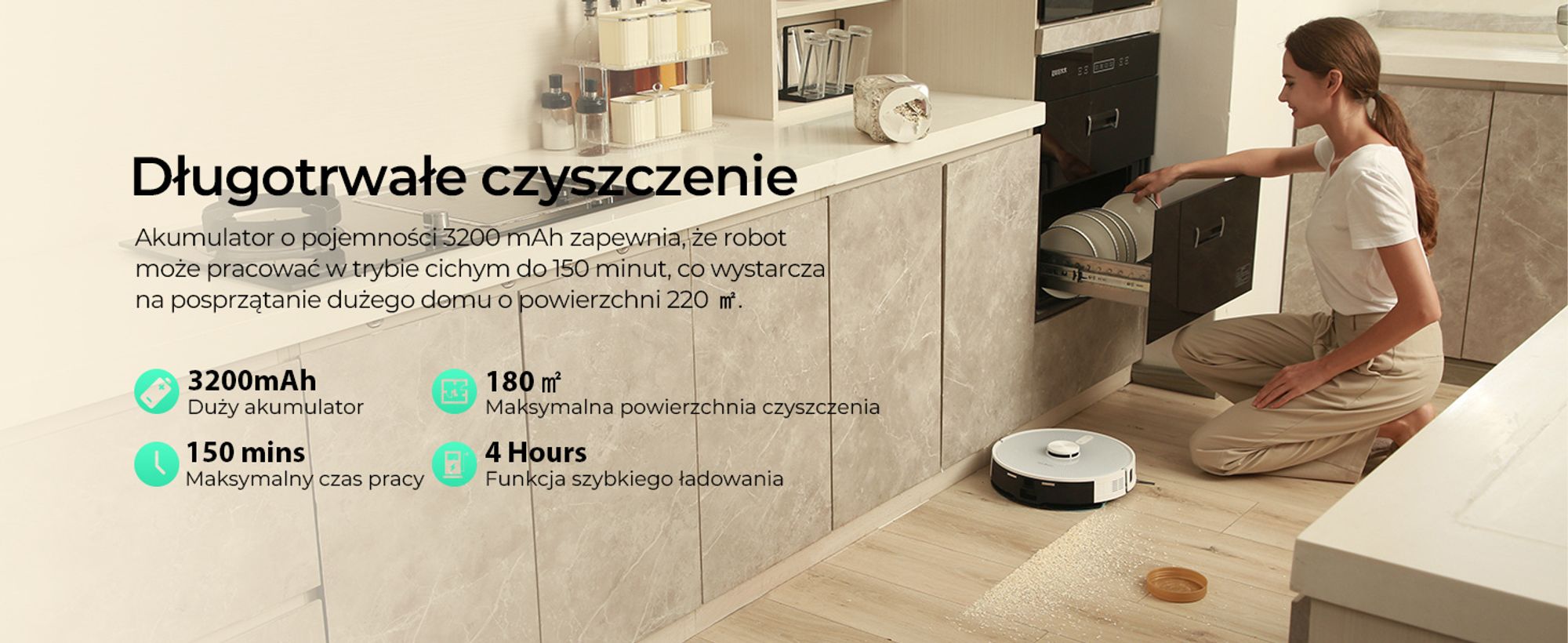 Redkey R10 robot odkurzający, stacja odsysania kurzu 4L, 4000Pa moc ssania, robot odkurzający z funkcją mopowania, 150 min robot odkurzający, nawigacj