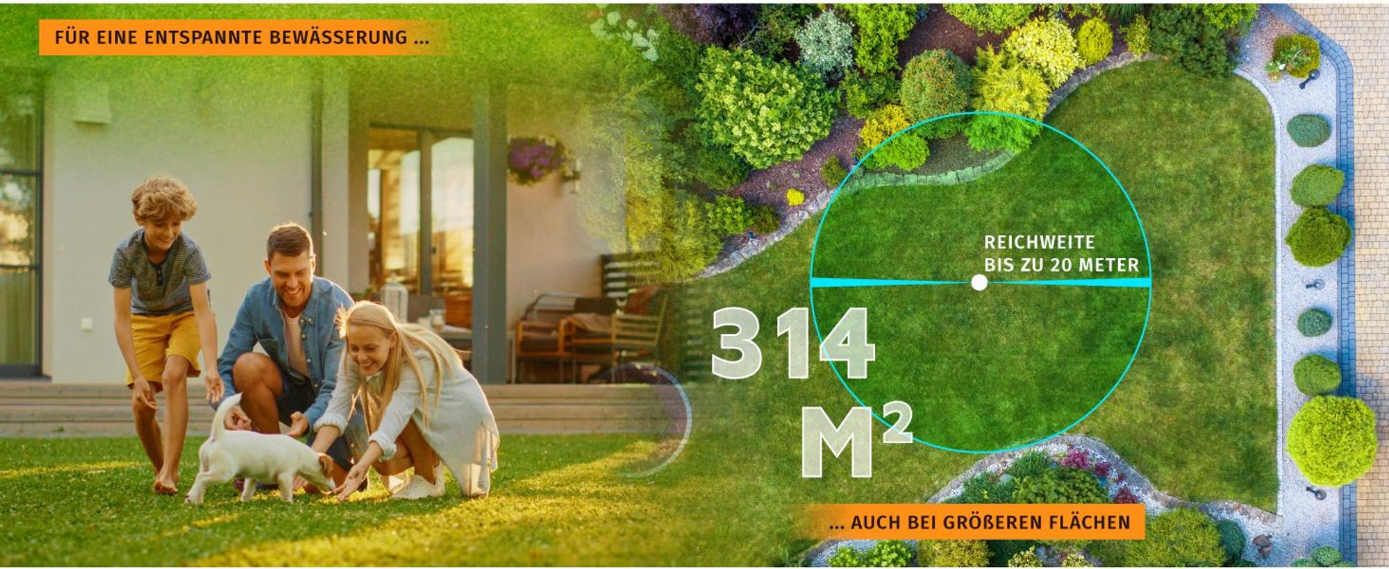 Brandson Impulsregner, Kreisregner, Vollmetall-Rasensprinkler 360°, Impulskreisregner, bis 314 m², einstellbar & robust, bis 20 m Reichweite, Metall, Zink, Gardena-kompatibel