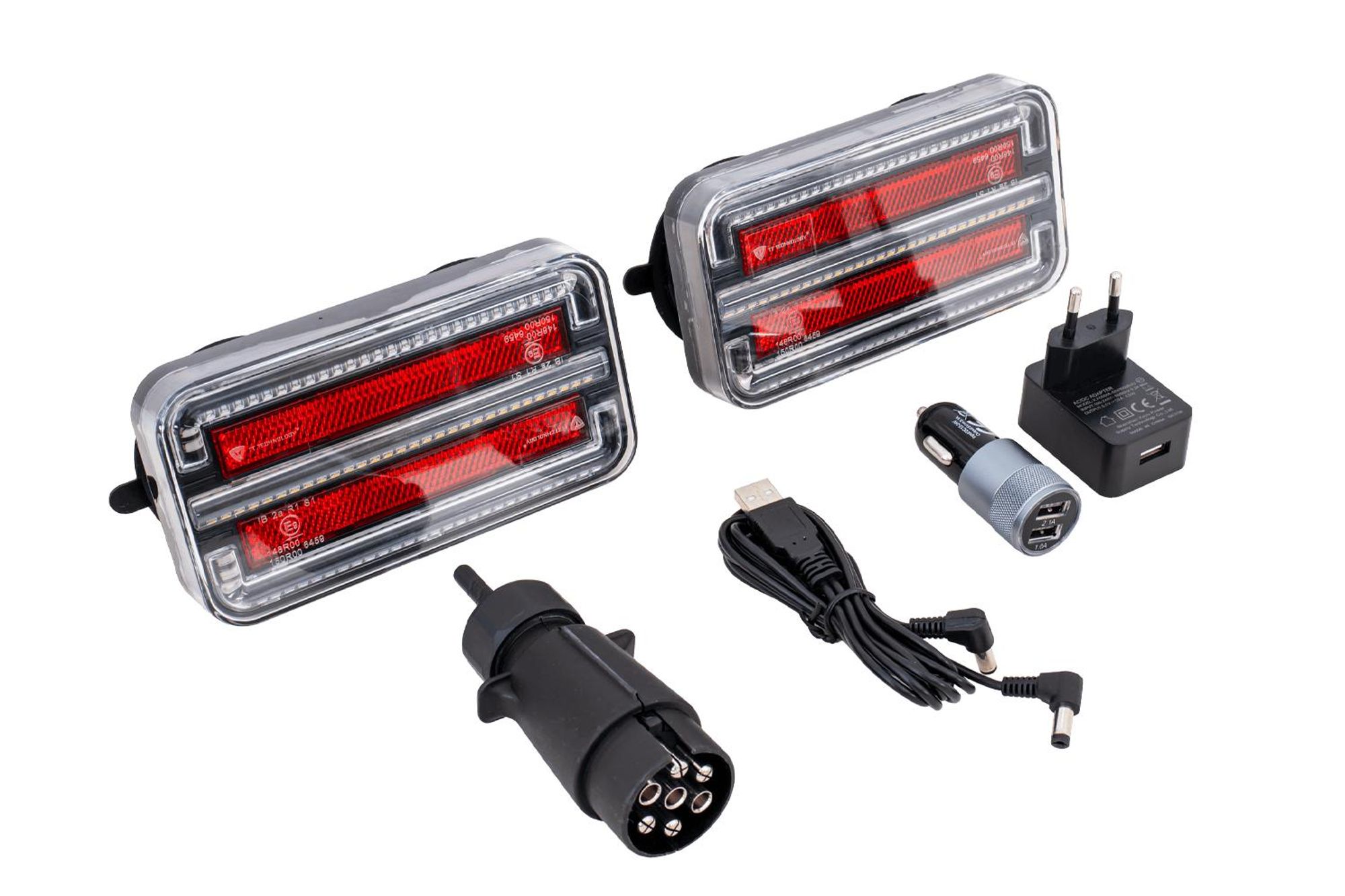 TT TECHNOLOGY TT.12028B-DI kabellose LED Rückleuchten Set, Positionslicht Bremslicht Blinker, 12 bis 24 V, IP65, magnetische Befestigung, für Anhänger