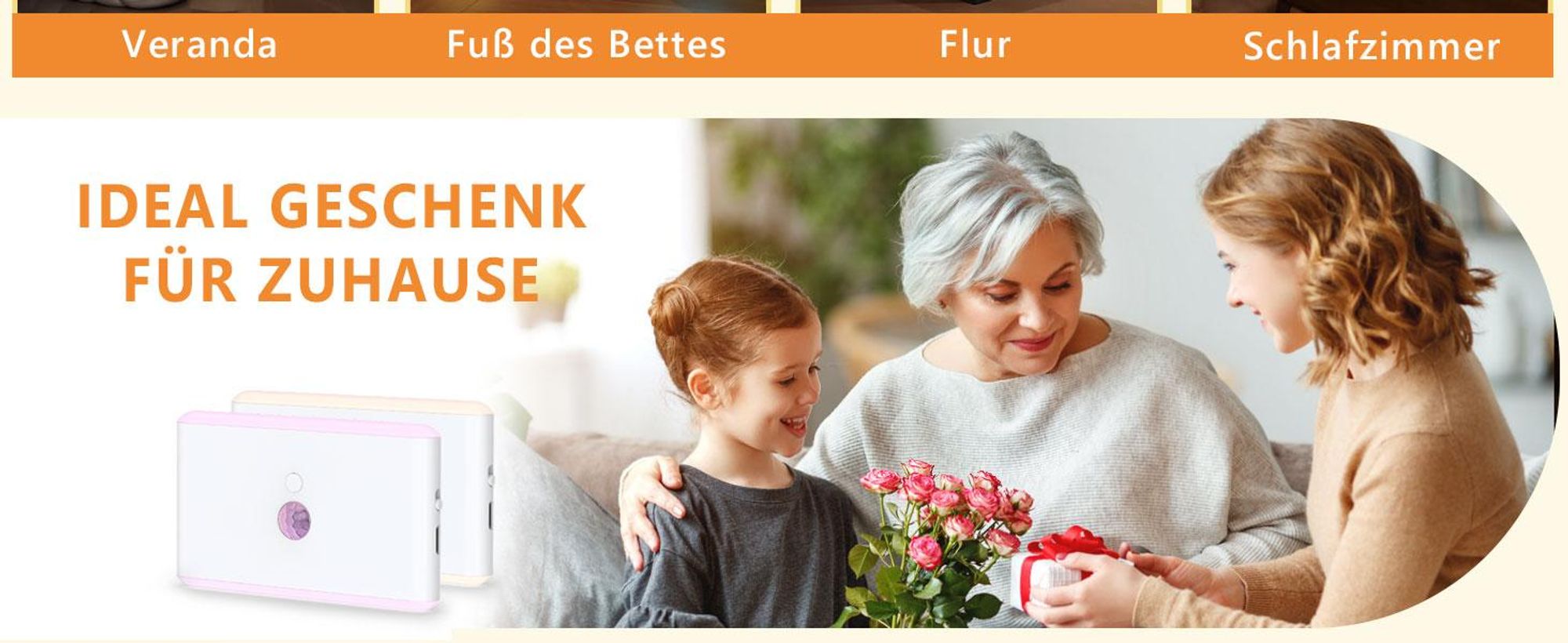 2 Stück RGB Nachtlicht mit Bewegungsmelder, 7 Farben dimmbares LED Licht, wiederaufladbar für Treppe Flur Schlafzimmer, magnetisches Design
