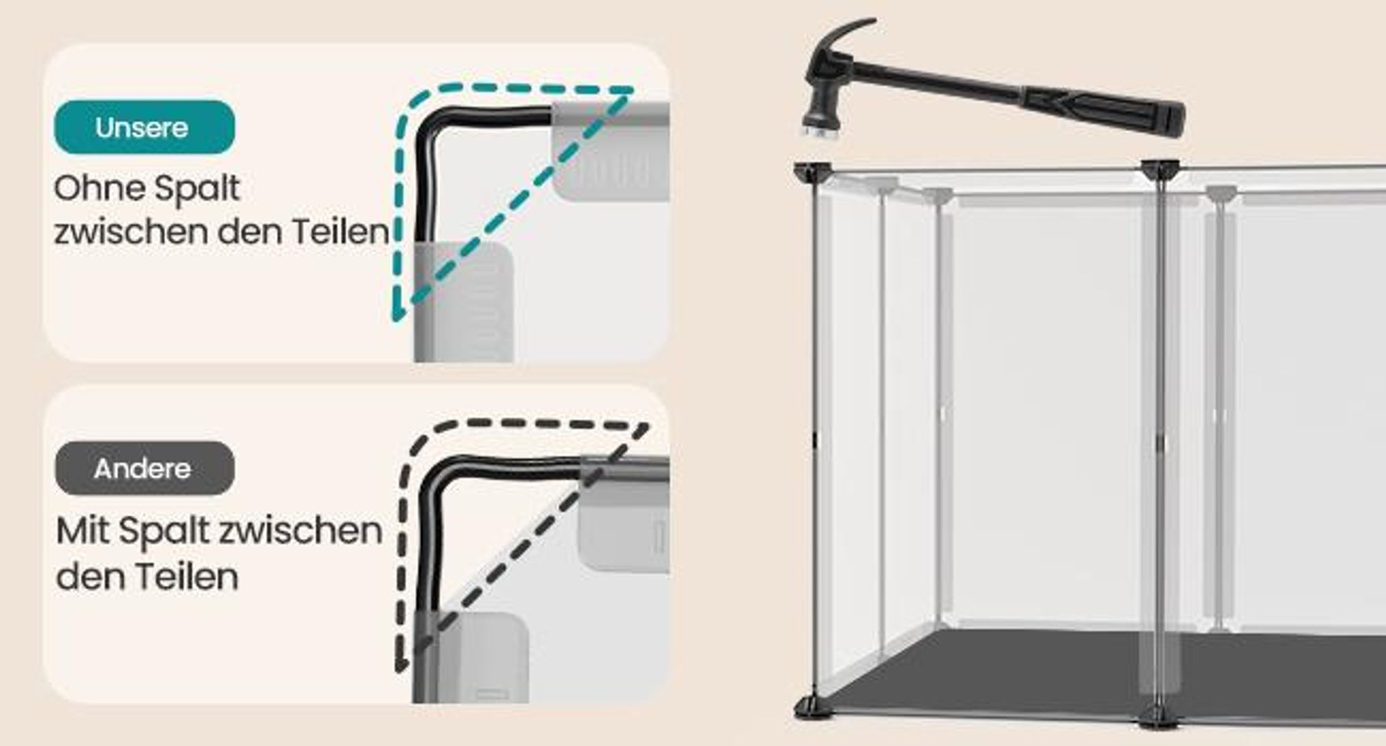 SONGMICS Kleintiergehege mit Bodenplatten, Gehege mit wasserfester Unterlage