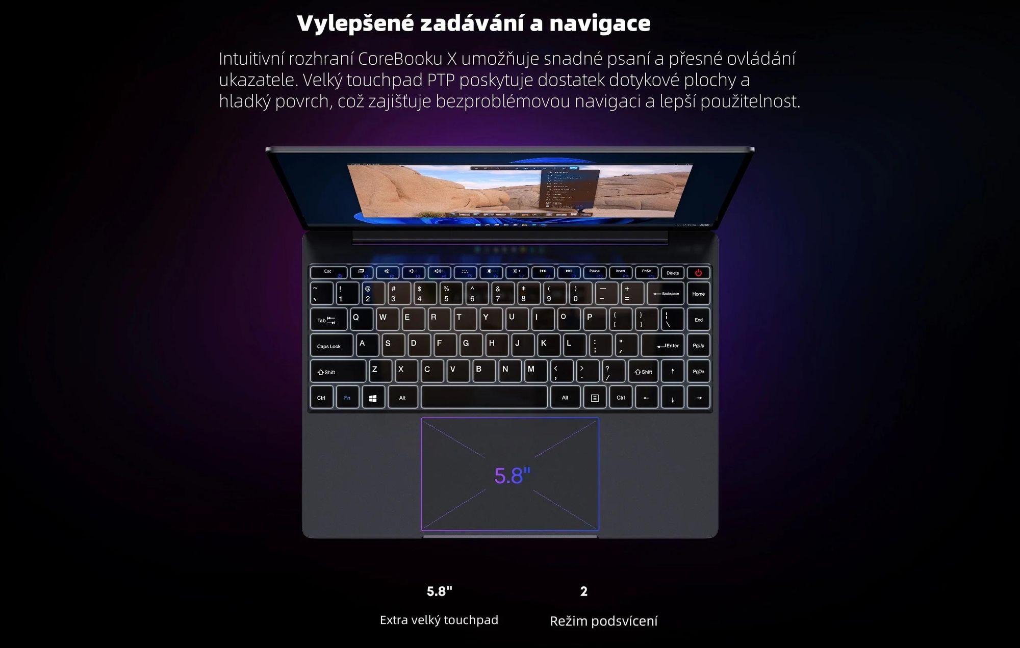 Notebook CHUWI CoreBook X - Procesorem Intel Core i3-1220P 14" Displejem 16GB+512GB Windows 11 Baterií 4000mAh - Šedá