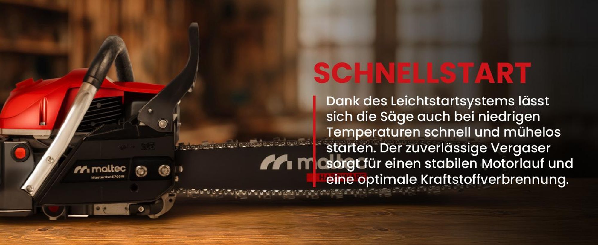 Benzin- Motorsäge- Kettensäge mit Schnellestart