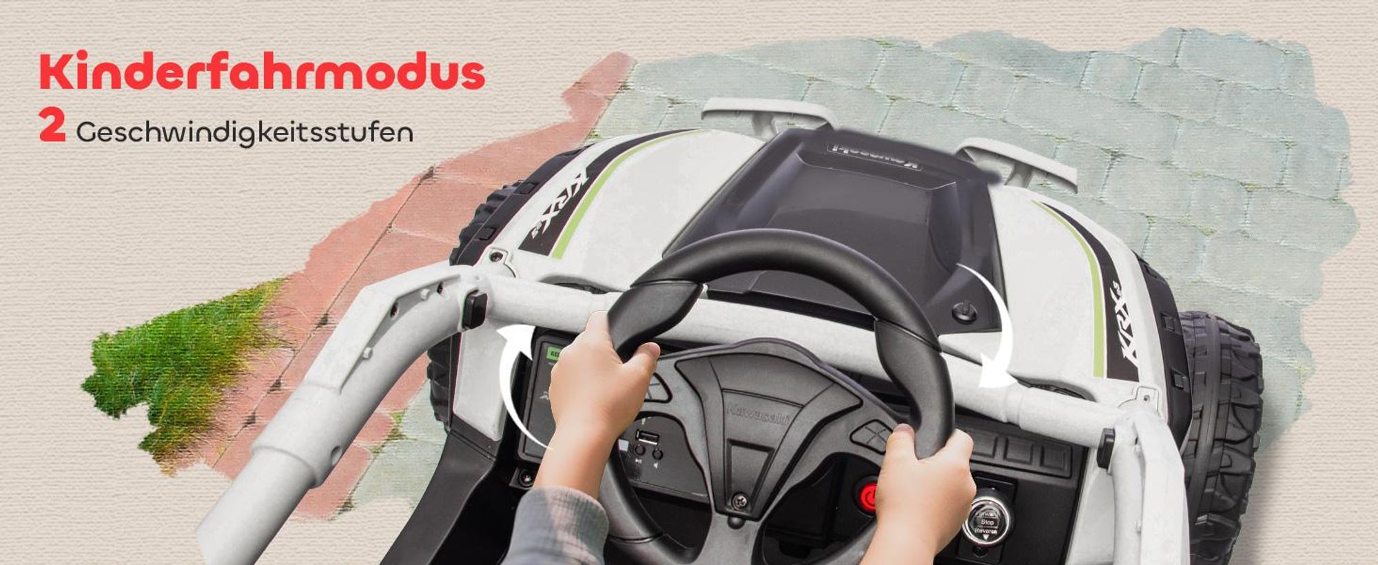 AIYAPLAY Kinder Elektroauto 12V Kinder UTV mit 2 Motorn, Fernbedienung, LED