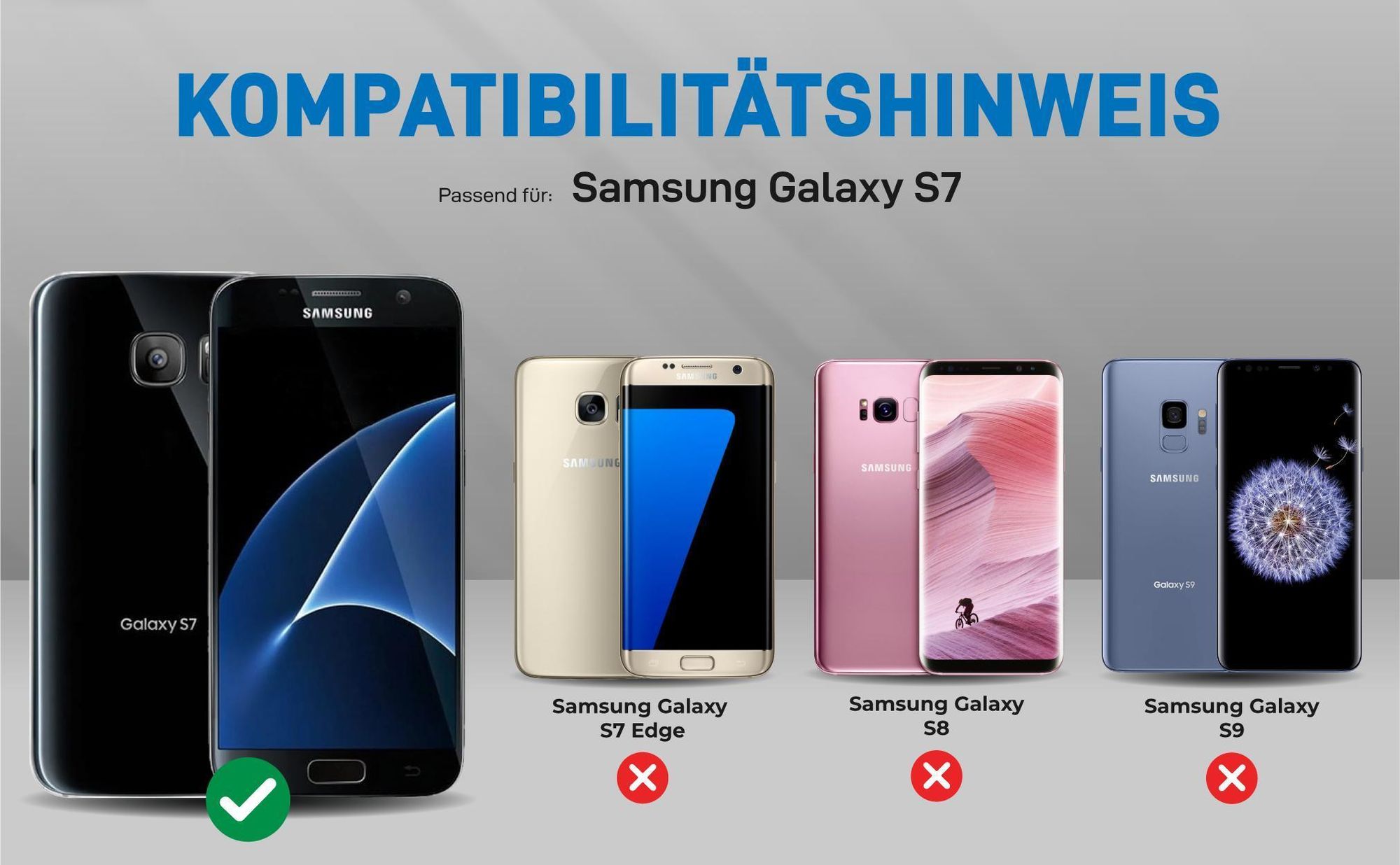 Kompatibilitätshinweise Hülle für Samsung Galaxy S7