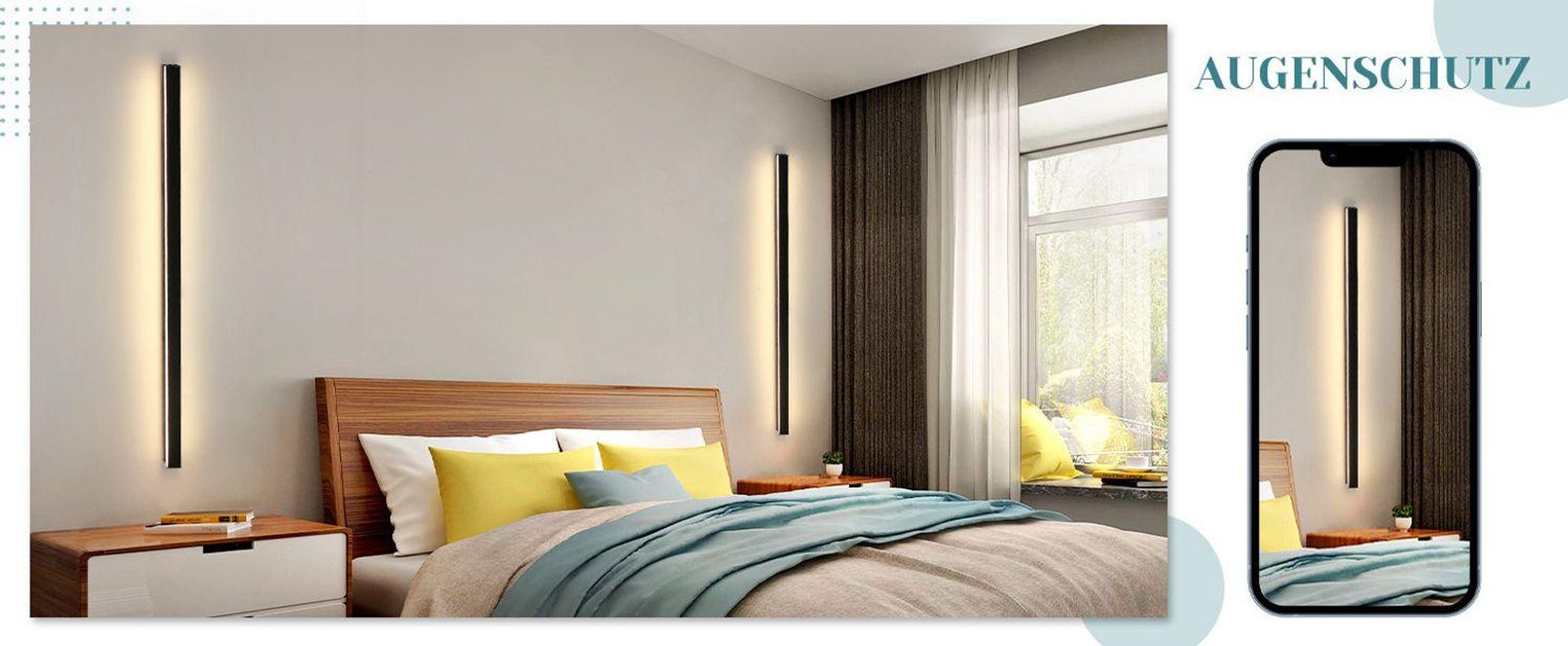 ZMH led Wandleuchte innen Wandlampe Schwarz Warmweiß 100CM 34W Modern Flur Up Down Wandbeleuchtung für Flur Wohnzimmer Bett Treppenhaus Kinderzimmer