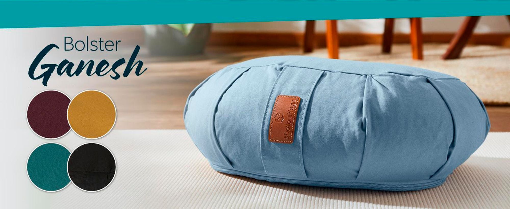 #DoYourYoga Yoga-Bolster Paravati - gefüllt mit -Buchweizenschalen - 67x22x13cm - Dunkelgrün