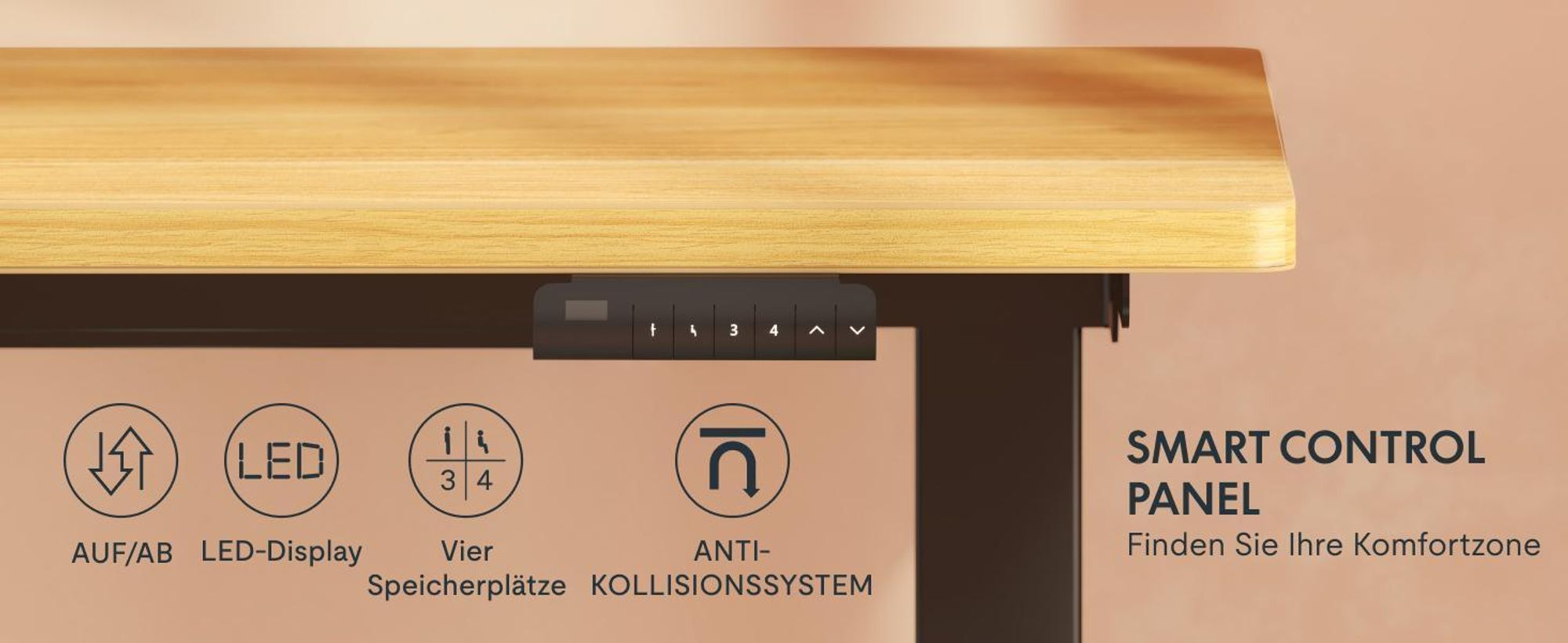 FLEXISPOT Höhenverstellbarer Schreibtisch 180x80cm, Bambus-Tischplatte, 2 starke Motoren, 120kg Tragkraft 4 Speicherplätze Premium-Zubehör-Set Schwarz