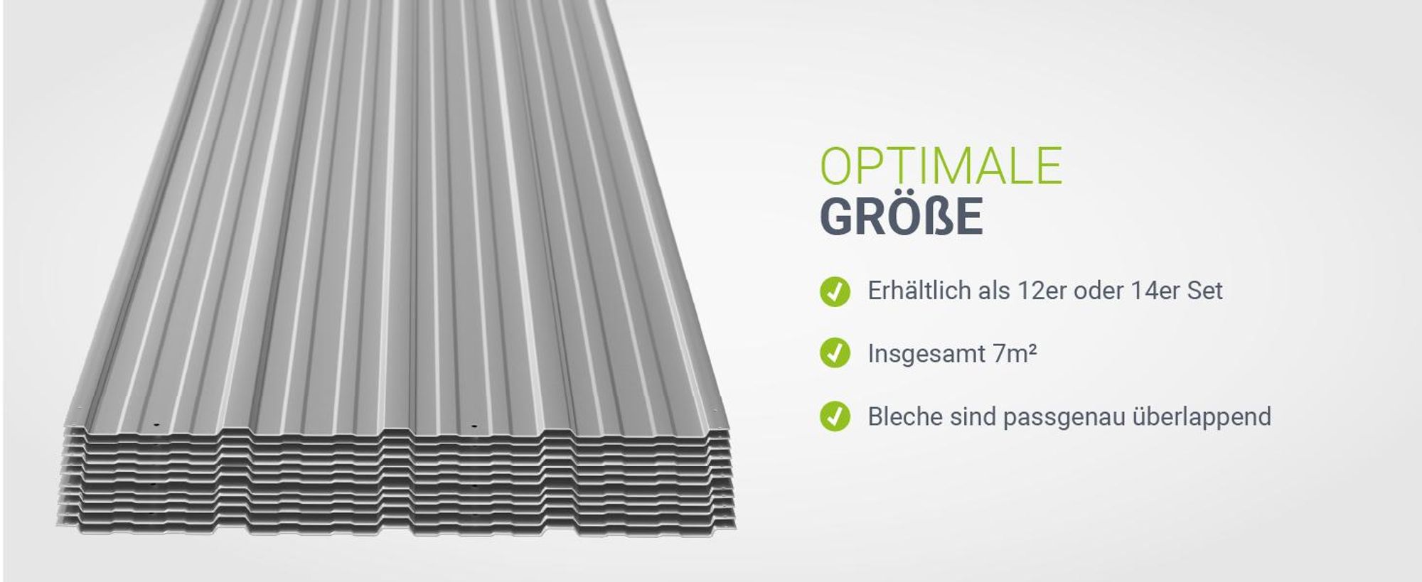 JUSKYS® Profilblech - Grau 12er Set, verzinkter Stahl, 129x45 cm, wetterfest