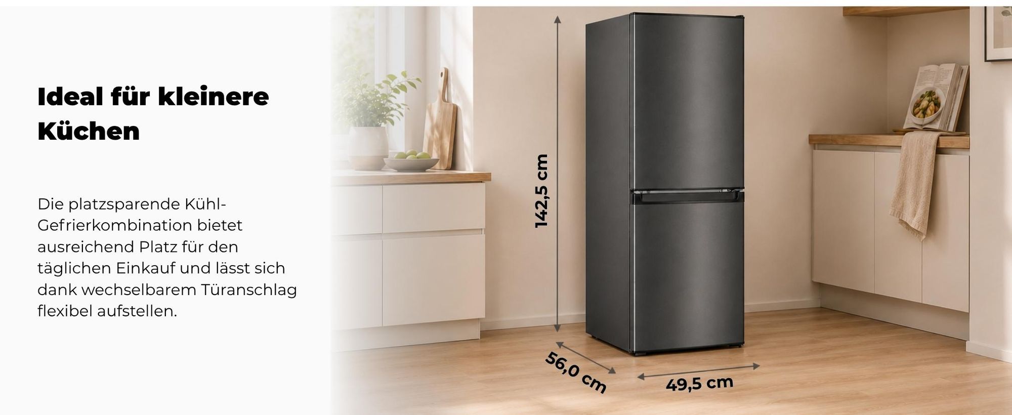 Exquisit Kühl-Gefrierkombination, Kühlschrank mit Gefrierfach, 4-Sterne-Gefrieren, 157 Liter, Schnellkühlen, KGC5231-60-E-050C weiss