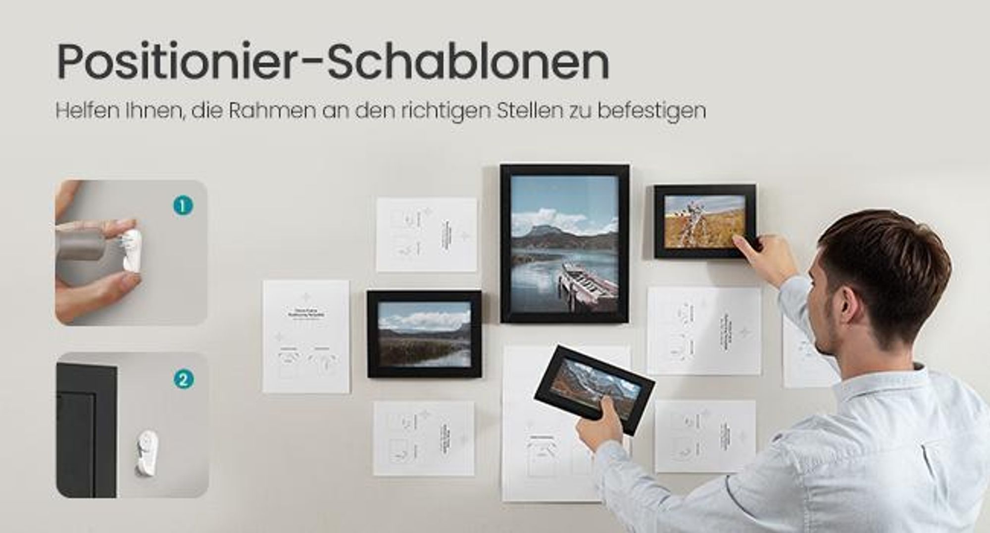 SONGMICS Bilderrahmen 10er Set, Kunststoffscheibe, MDF, tintenschwarz