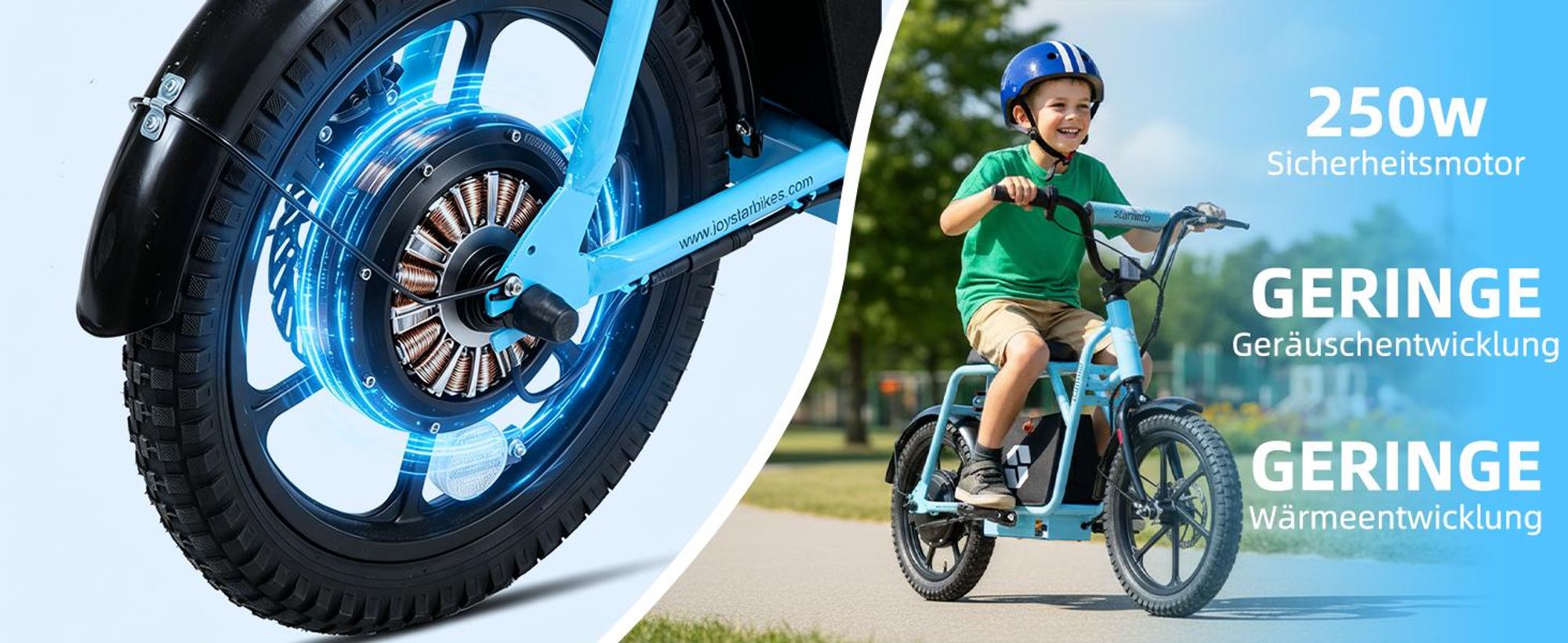 Kinder-Elektromotorrad 16 Zoll 250 Watt Elektro-Kinderroller Kinder-E-Scooter Elektro Kindermotorrad Elektro-Laufrad für Kinder 6–10 Jahre in 6 Farben