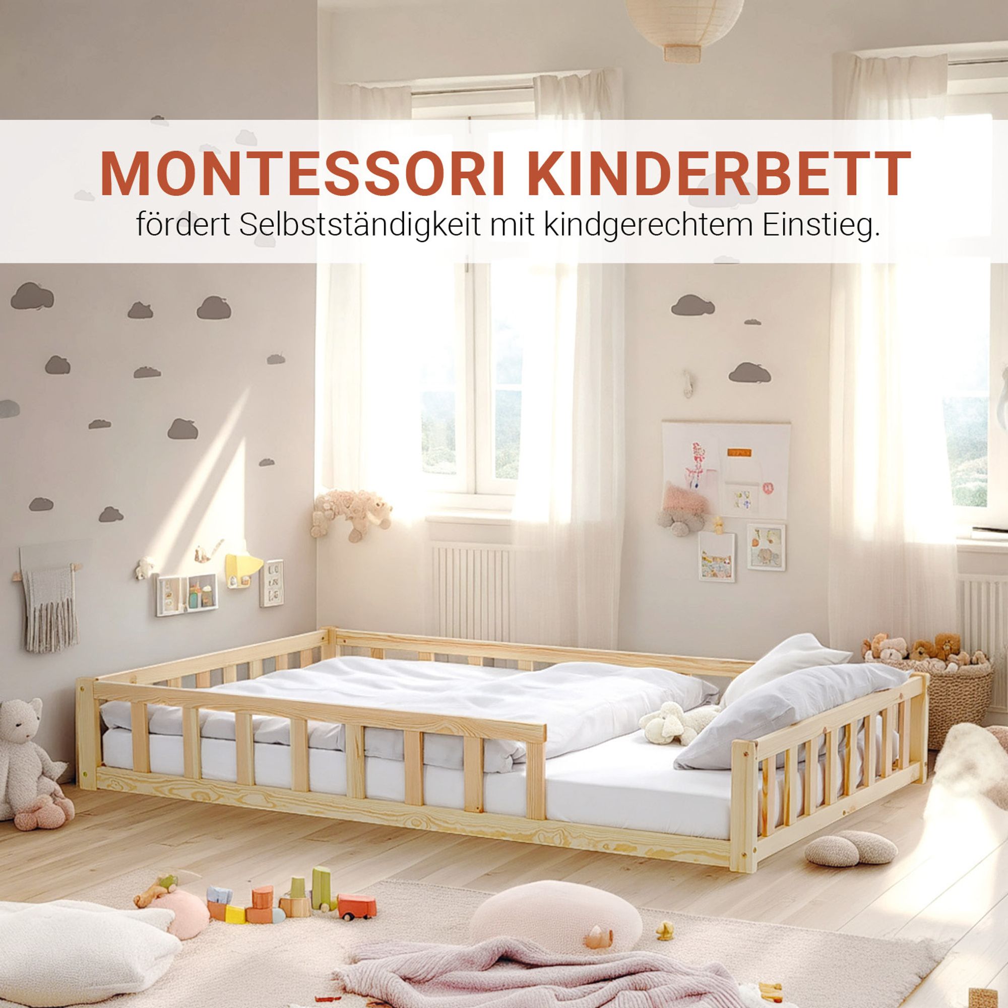 Kinderbett nach Montessori Art mit kindgerechtem Einstieg