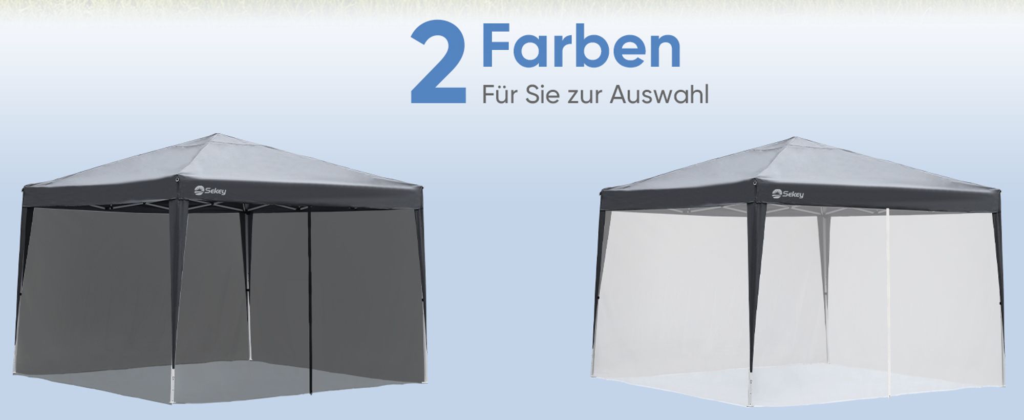 Sekey Moskitonetz für Pavillon 3x3 m – Insektenschutz mit Reißverschluss und Klettbändern, Schwarz, Ideal für Garten und Terrasse