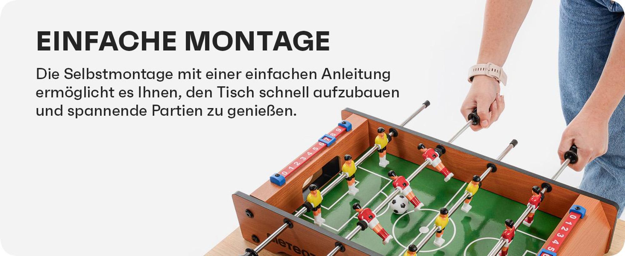 Meteor Derby Kickertisch, Mini-Kicker 51x31x9 cm