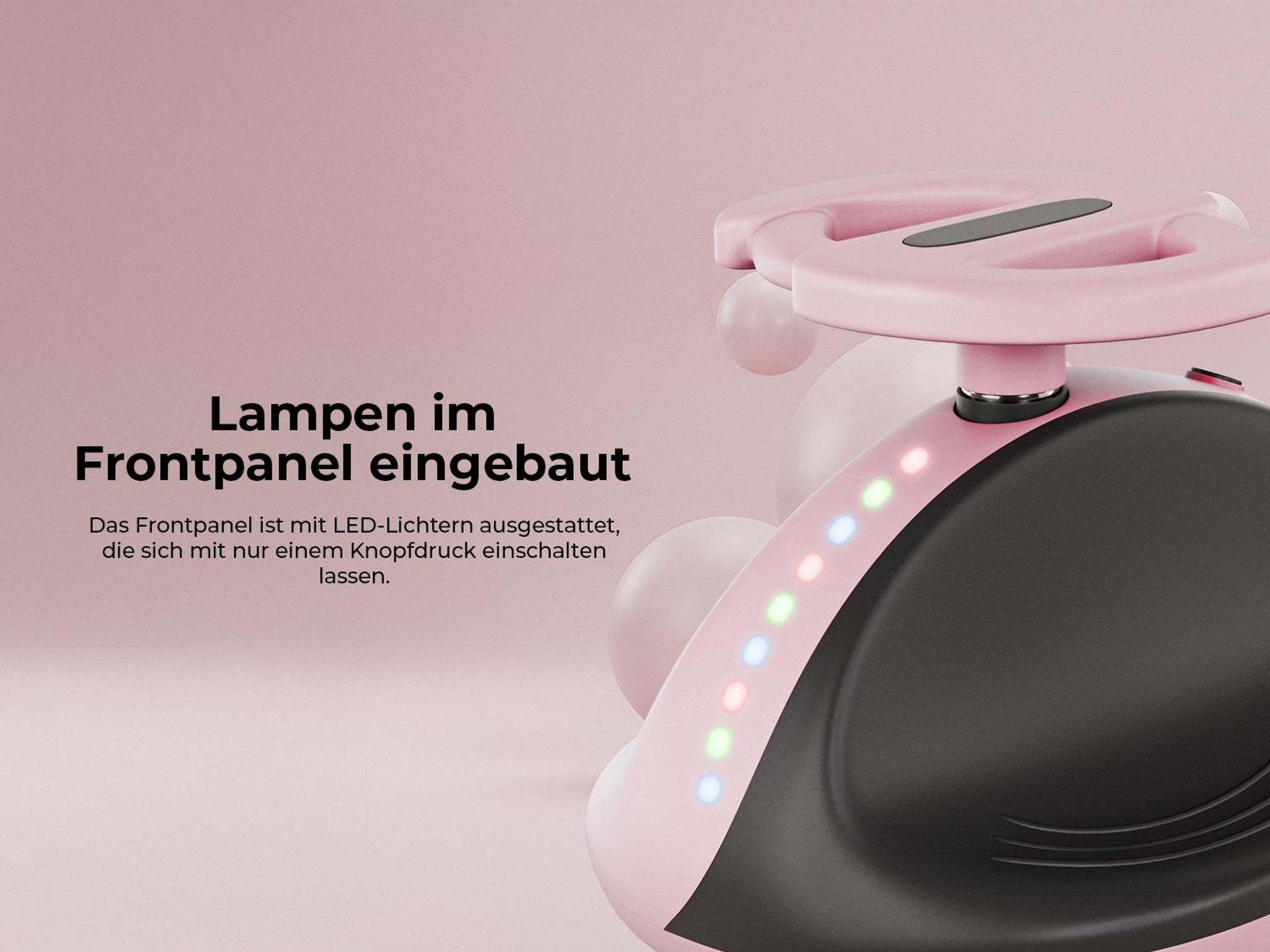Rutschauto für Kinder Tulano Focus 35 Pink - Kinderfahrzeug ab 3 Jahren – Schwerkraftantrieb, LED-Räder, bis 100 kg - Auto Swing Car Rutscher