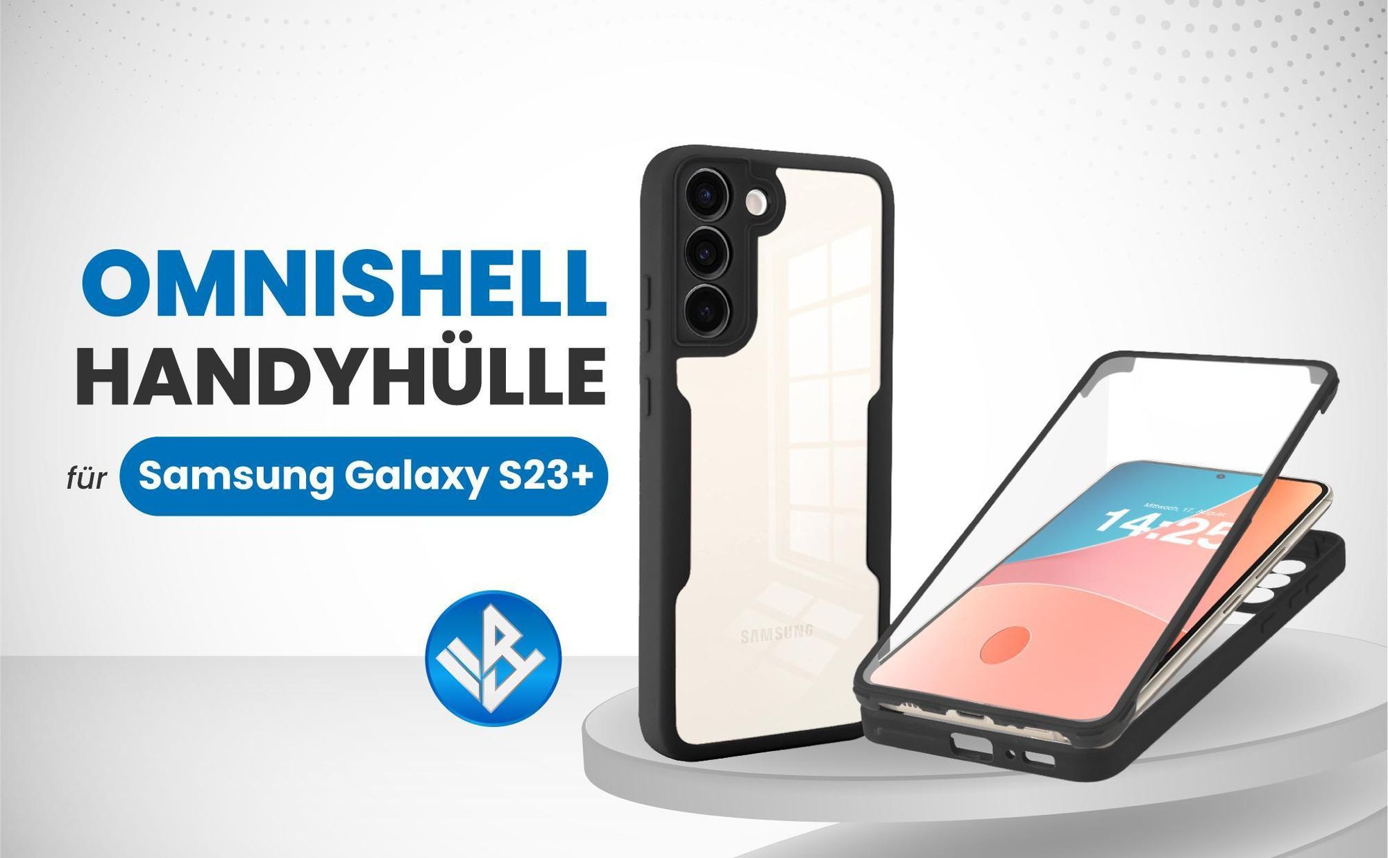 Schwarze 360 Grad Hülle für Samsung Galaxy S23+ mit Kameraschutz