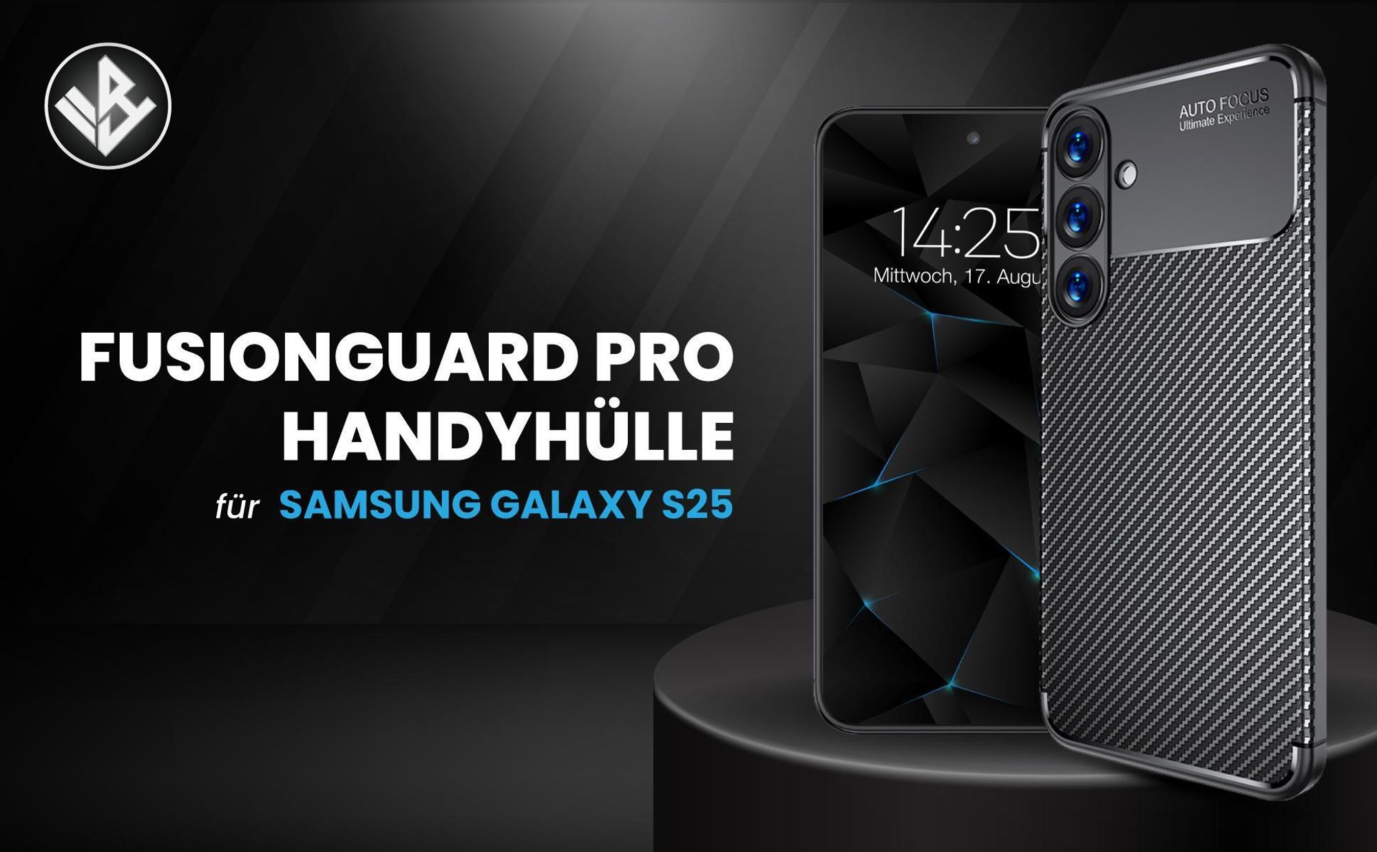 Schwarze ergonomische Schutzhülle für das Samsung Galaxy S25