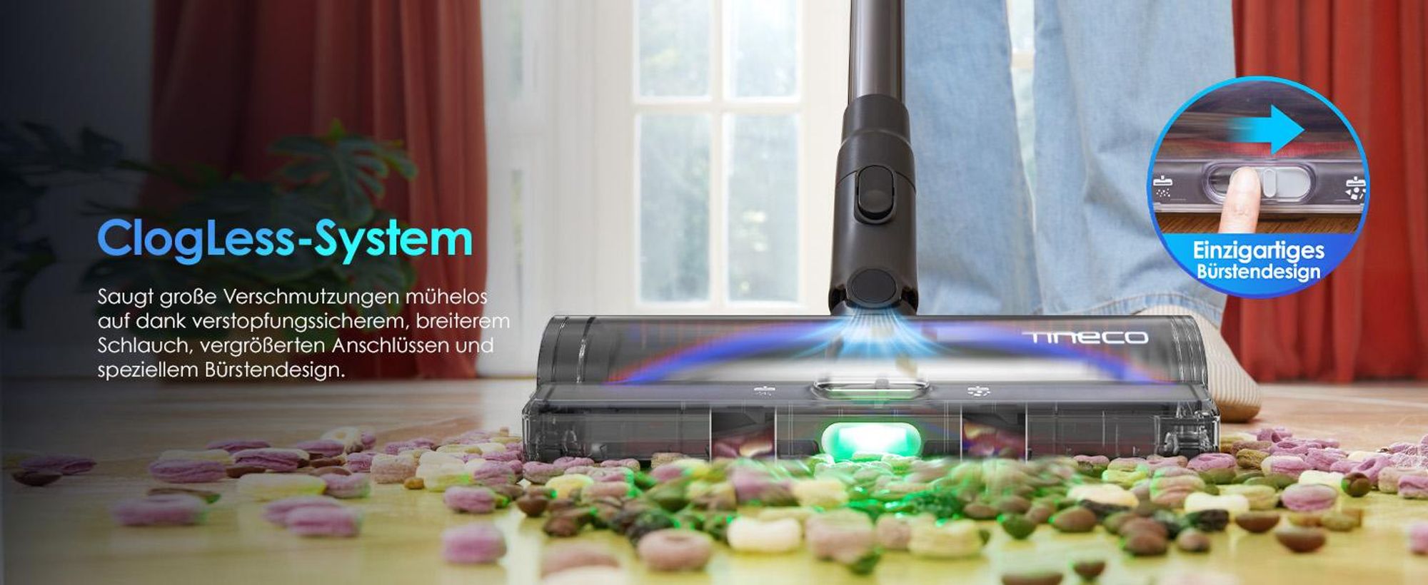 Tineco PURE ONE S50 Pro Akku Staubsauger, 200AW Saugleistung, iLoop, bis zu 95 Min. ZeroTangle-Bürste Handstaubsauger für Großschmutz sowie Tierhaare