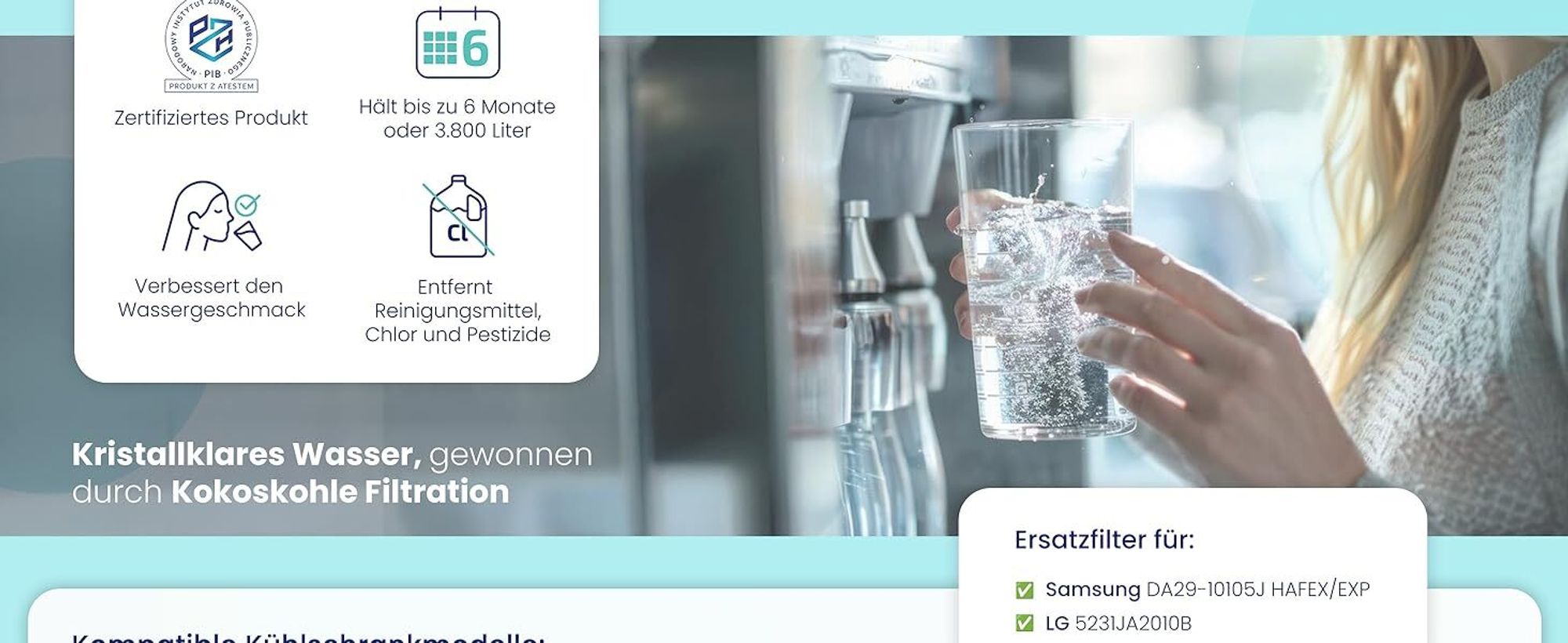 AquaFloow 2er Set CoolQuench Wasserfilter – Externer Kühlschrankfilter Ersatz für DA29-10105J