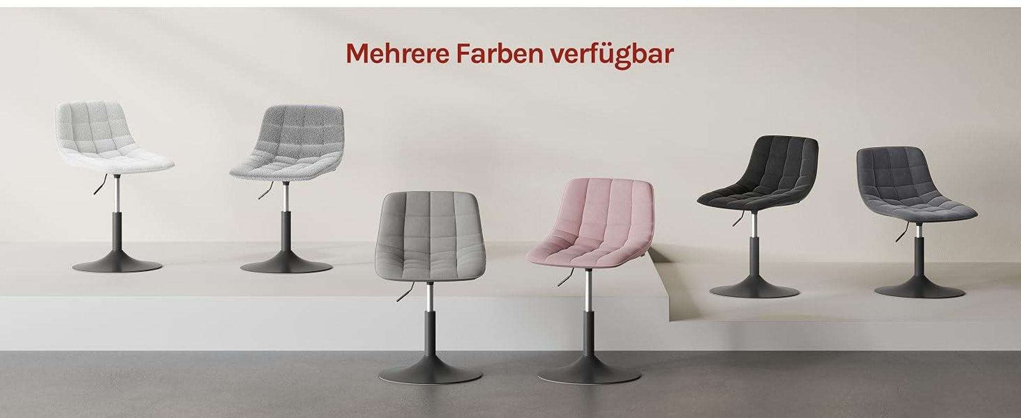 WOLTU Schminkhocker Barhocker mit Rückenlehne, aus bequemer Chenille, Metall, Grau