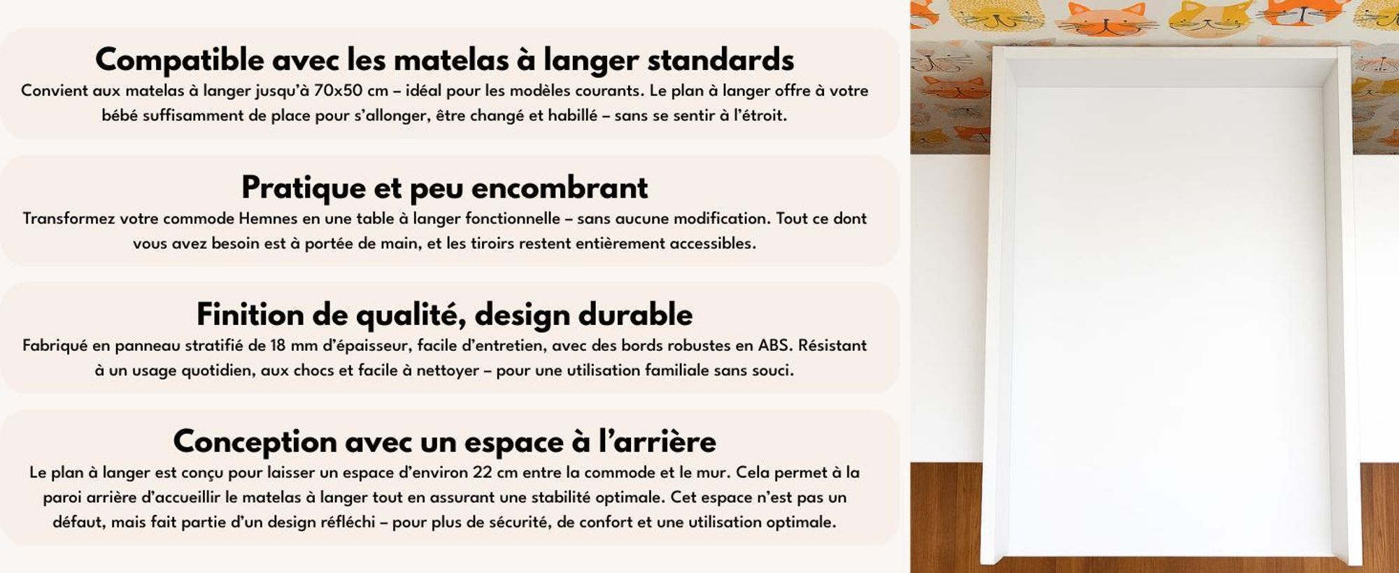 regalik Plan à Langer pour Kullen de IKEA, Extension pour Commode de 40 cm, Amovible, Plan à Langer avec Façades arrondis, Blanc