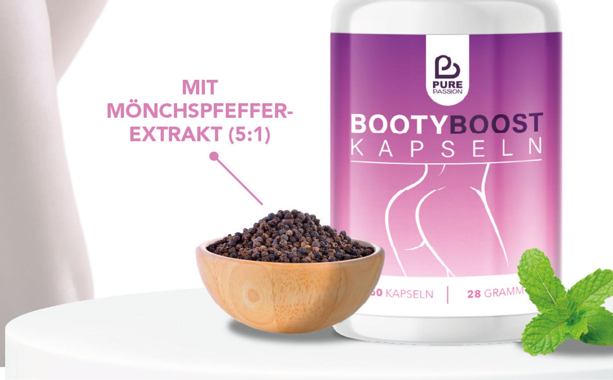 Pure Passion® Bootyboost – Po Vergrößerung – Tabletten zur Po Vergrößerung - Push Up Effekt – ohne Brazilian Butt Lift - für einen schönen Po