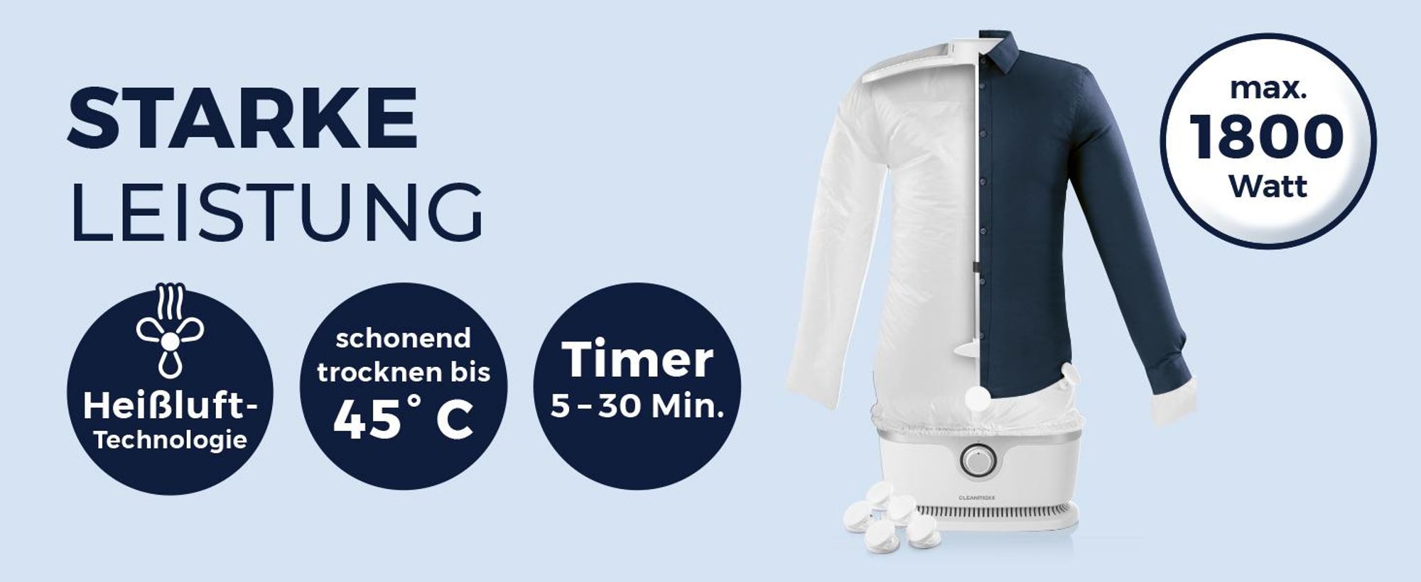 CLEANmaxx automatischer Hemdenbügler inkl. Hosenaufsatz Bügler Hemden Blusen Hosen schonend Wäschetrockner Bügeleisen Trocknen in Minuten knitterfrei