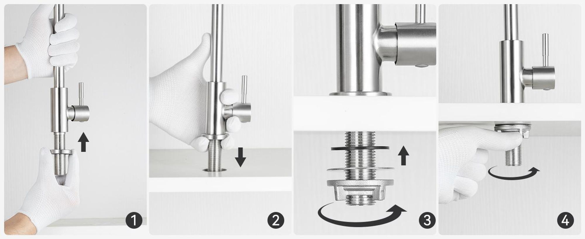 Küchenarmatur Kaltwasser Edelstahl Gebürstet, Wasserhahn Küche 360° Drehbar Cecipa MAX Wasserhahn für Spülbecken, Mischbatterie Armatur L-Form