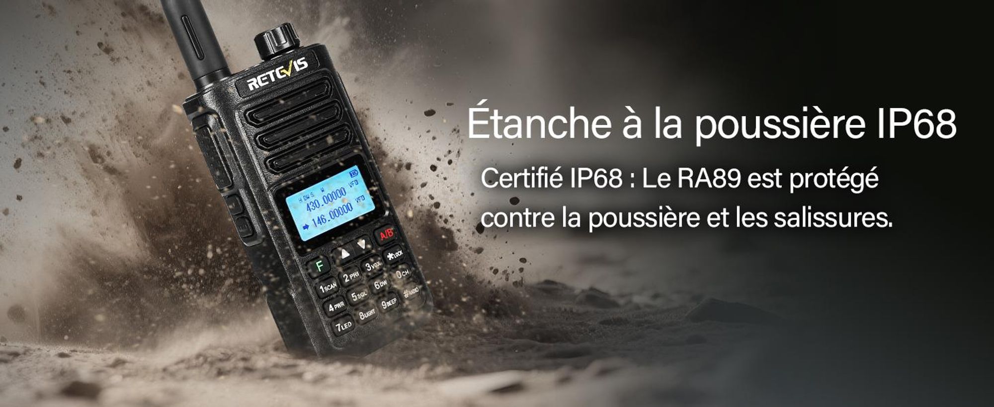 Retevis RA89 radio amateur, haute performance, IP68 étanche, bi-bande, VFO, batterie 2500 mAh, talkie-walkie rechargeable type C(2 pièces, noir)