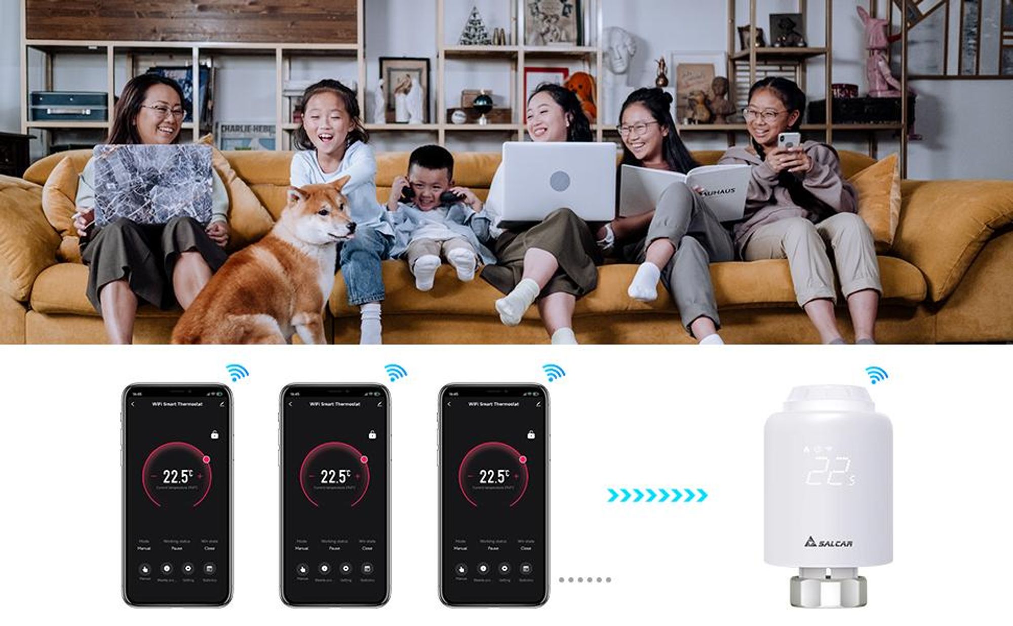 SALCAR Heizkörperthermostat Smartes WiFi Heizungsthermostat Programmierbar