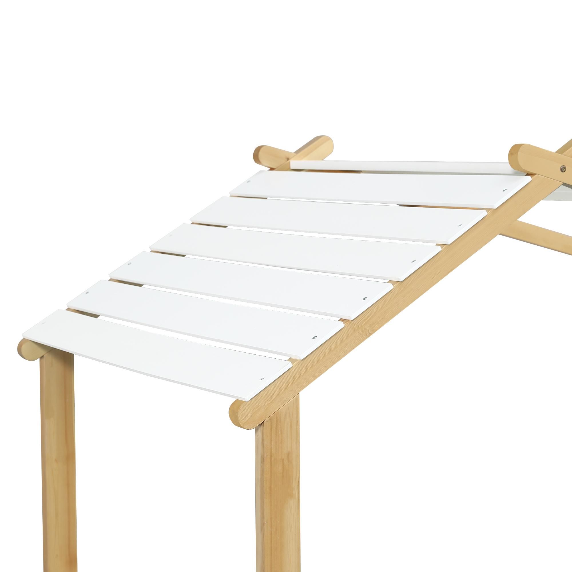 Flieks Kinderbett Hausbett 90x200cm mit Lattenrost, Holzbett Einzelbet für Kinderzimmer, Klassisches Kinderbett, Naturbelassen