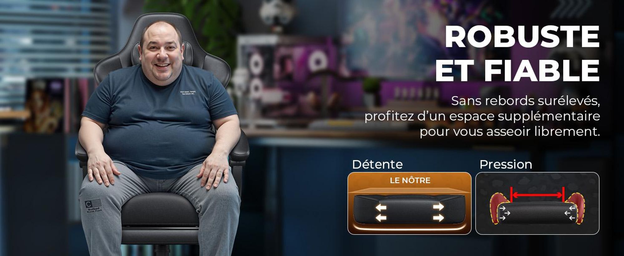 Fauteuil gaming GTPLAYER, fauteuil de bureau, fauteuil PC ergonomique, fauteuil pivotant réglable en hauteur, accoudoirs avec mécanisme synchrone, coussin lombaire, appui-tête